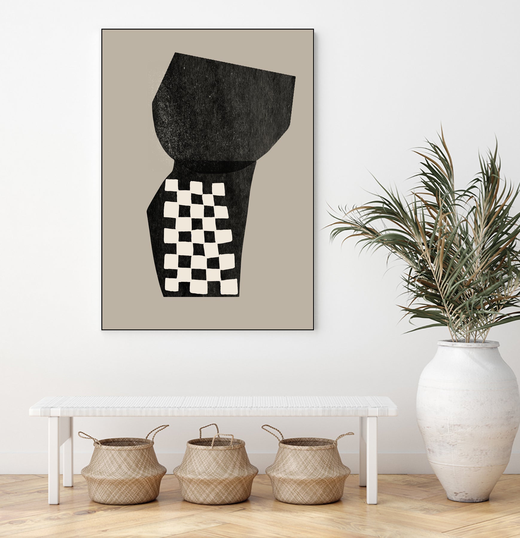 Checkered Abstraction by MIUUS STUDIO on GIANT ART - black shapes 
