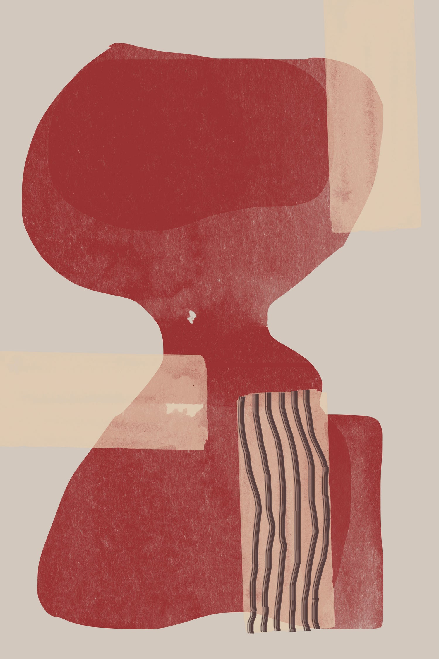 Crimson Harmony by THE MIUUS STUDIO  on GIANT ART - red shape  abstract, bold, white, grey, gray, calm, painting, print,  wallart,  wall art,  energetic, colourful, graphic print, illustration, soft, brush strokes, cute, prints, home decor, beige, black, drawing