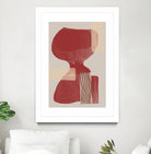 Crimson Harmony by THE MIUUS STUDIO  on GIANT ART - red shape  abstract, bold, white, grey, gray, calm, painting, print,  wallart,  wall art,  energetic, colourful, graphic print, illustration, soft, brush strokes, cute, prints, home decor, beige, black, drawing