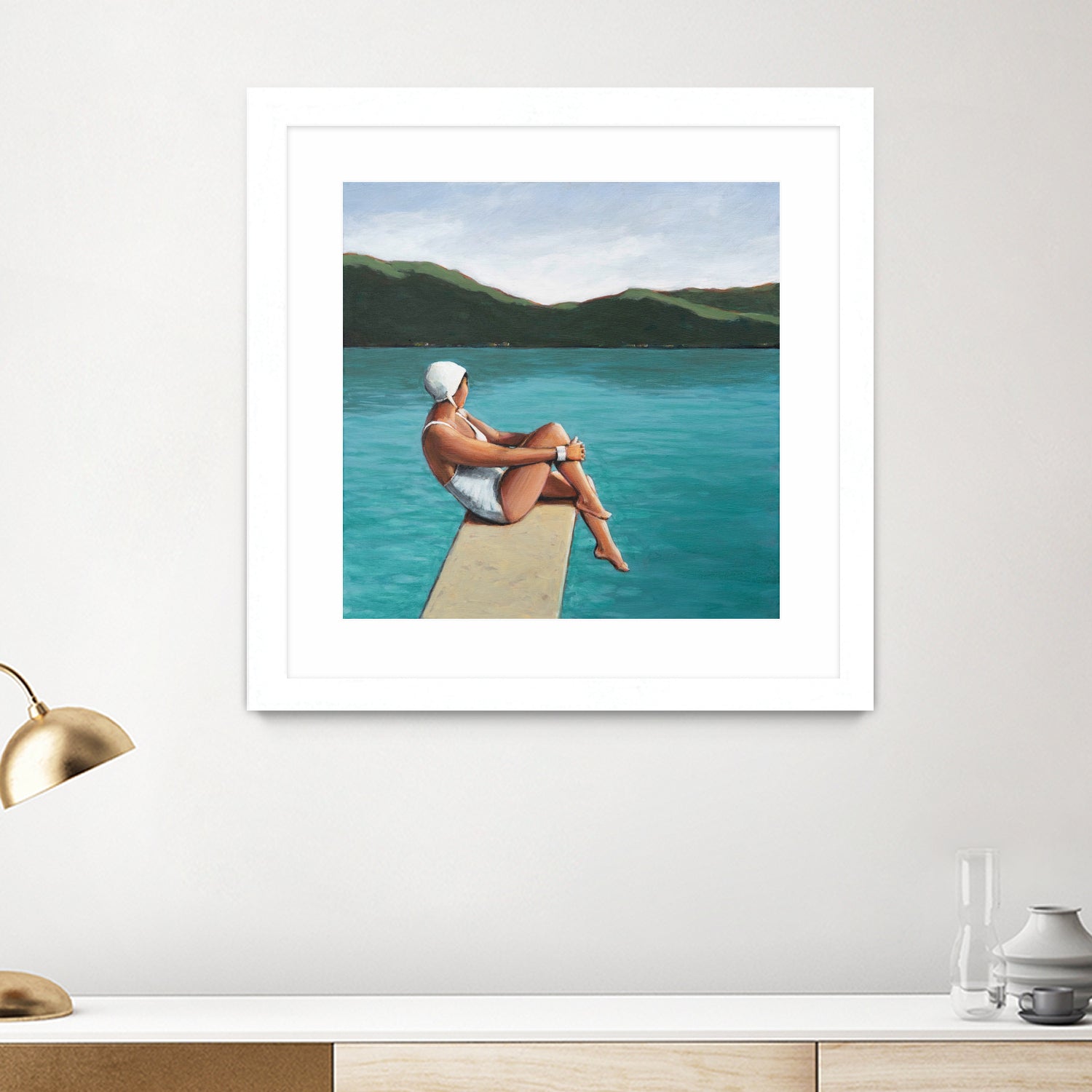 Swimmer At Lake by Sarah Morrissette on GIANT ART - figurative diving board