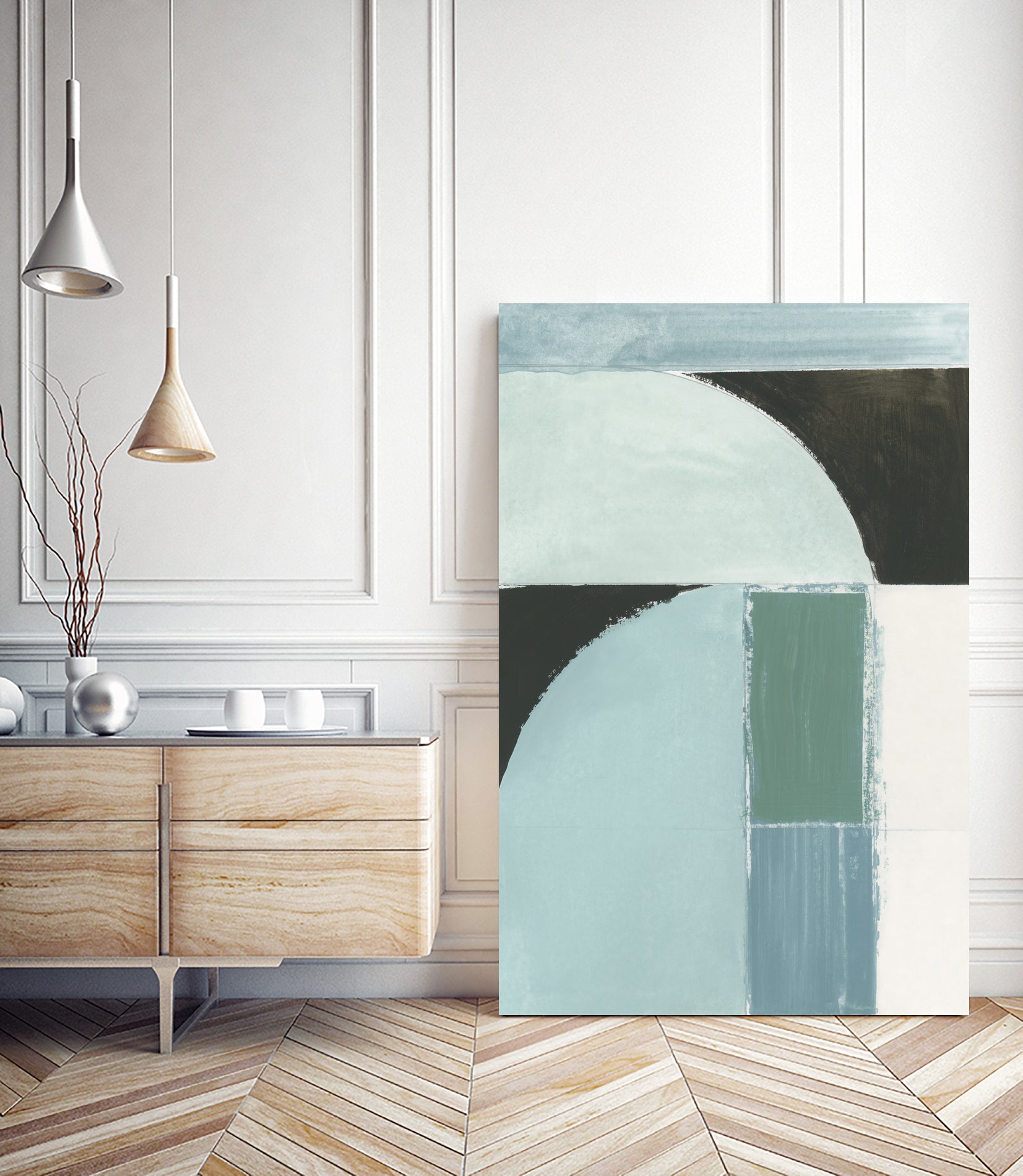 Abstract Blue Shapes No1 Print by cartissi on GIANT ART - abstract painting