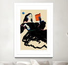Midnight Reading by Sandra Poliakov  on GIANT ART - figurative drawing,illustration,sketch,human face,painting,art,clipart,cartoon,woman,black dress,reading,book worm,reader,colourful ,pastell,relaxed,calm,mindful,slow living,moon,night,feminine,girl power,home decor ,maximalist,graphic,painted,paint,painterly,person,people,still,serene,peace,peaceful,tranquil,tranquilitiy,stillness,harmony,sky