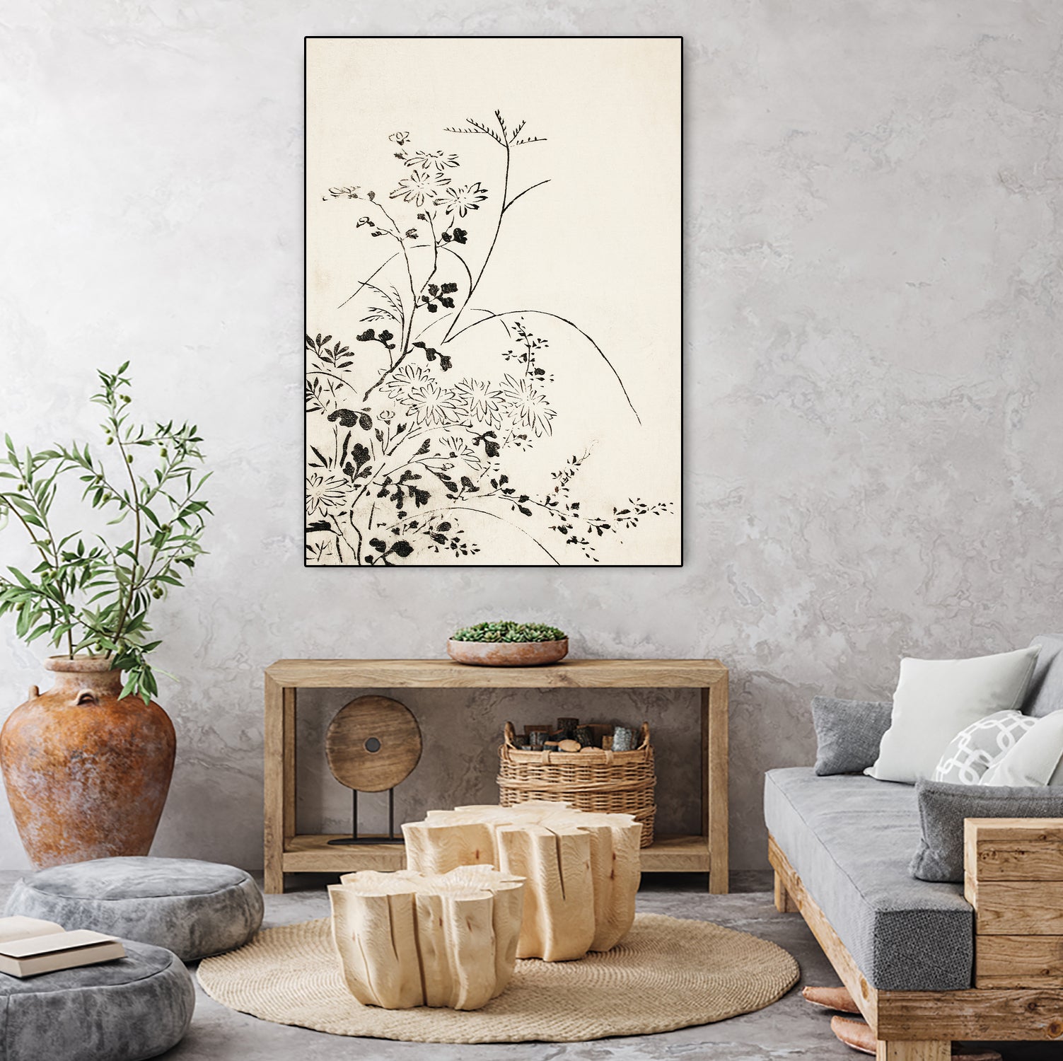 Autumn Flowers and Grasses (1762) by Miyazaki Yuzen on GIANT ART - illustration drawing