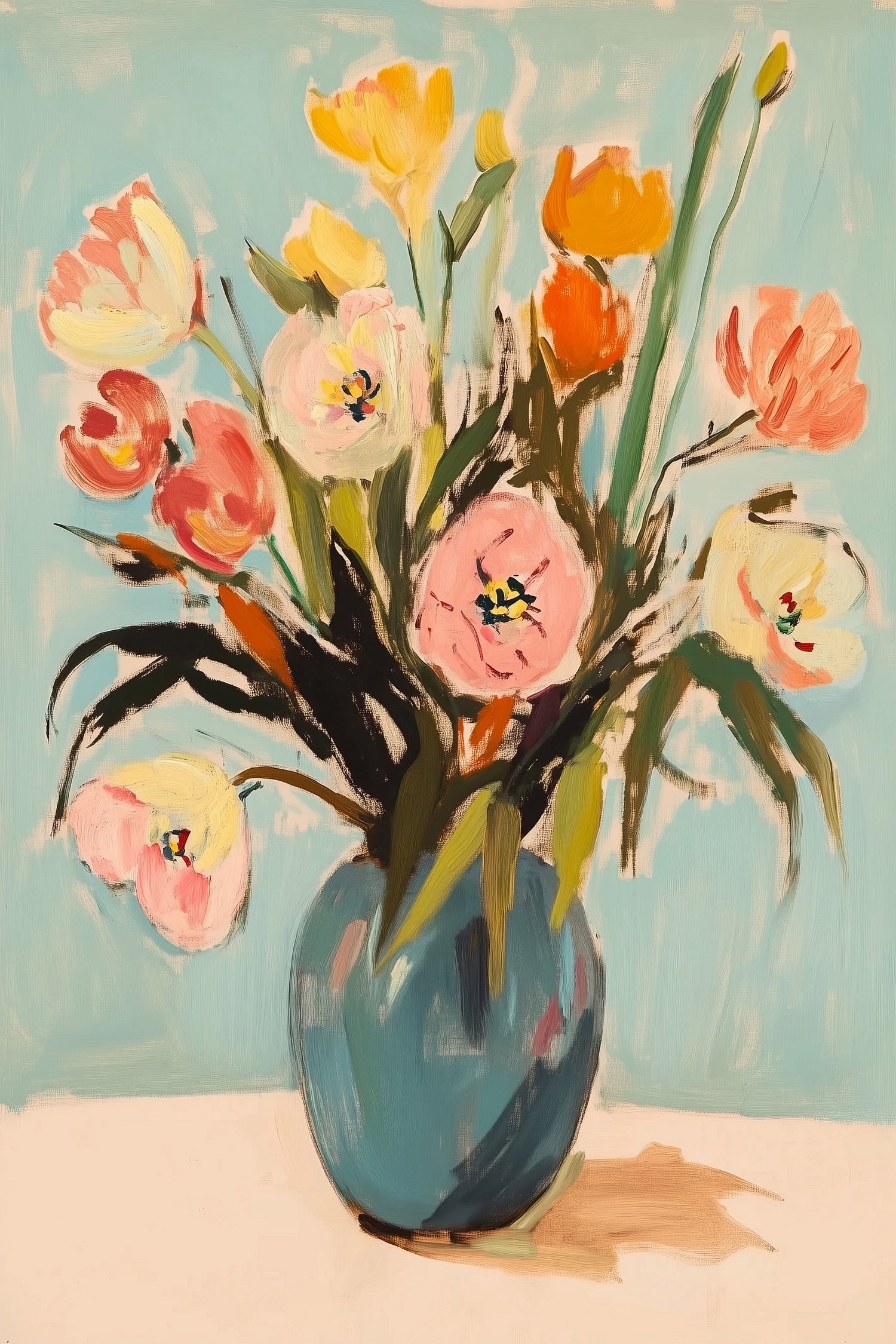 Colorful Flowers in Vase by Melloi Art Prints on GIANT ART - flowers and plants colorful