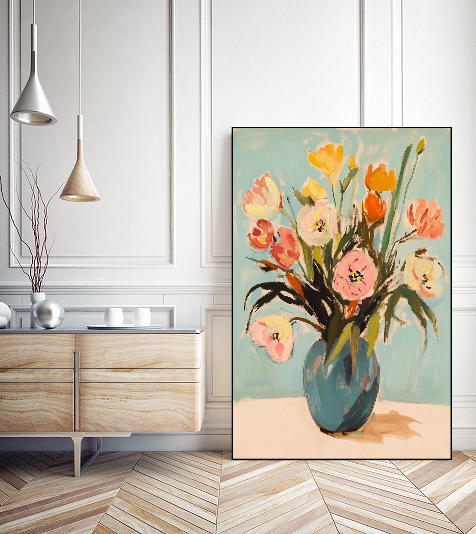 Colorful Flowers in Vase by Melloi Art Prints on GIANT ART - flowers and plants colorful
