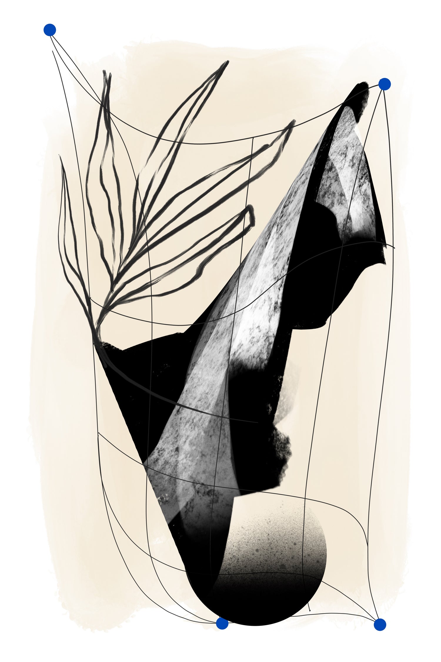 Which Came First by Jilli Darling  on GIANT ART - abstract abstract, bold, white, grey, gray, calm, painting, print,  wallart,  wall art,  energetic, colourful, graphic print, illustration, soft, brush strokes, cute, prints, home decor, beige, black, drawing