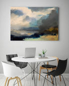 Dramatic Cloudy Sky Over a Serene Seascape by Anna-Karin Bergius on GIANT ART - abstract landscape painting nature and landscapes abstract landscape painting