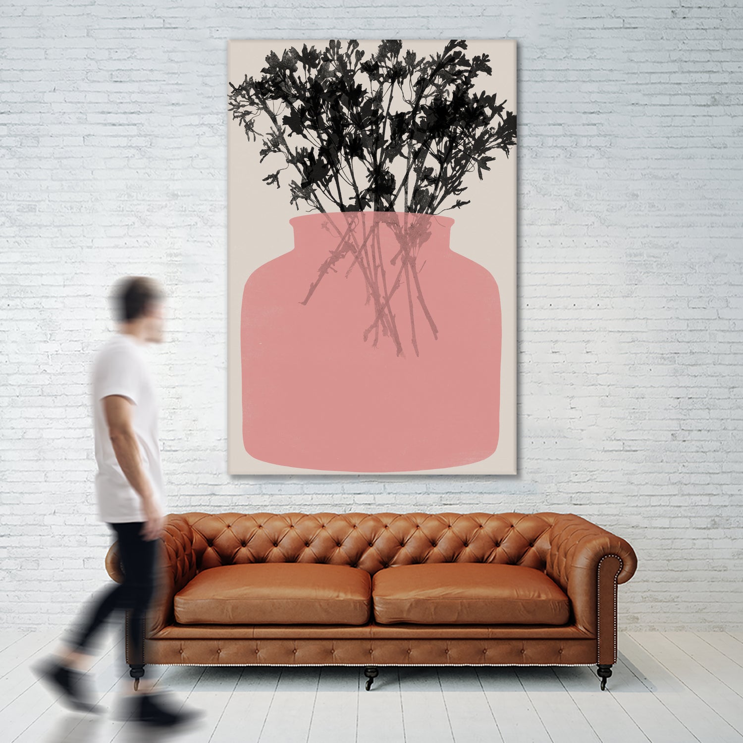 Pink Silhouette of a Jar by Garima Dhawan on GIANT ART - modern art flowers and plants modern art