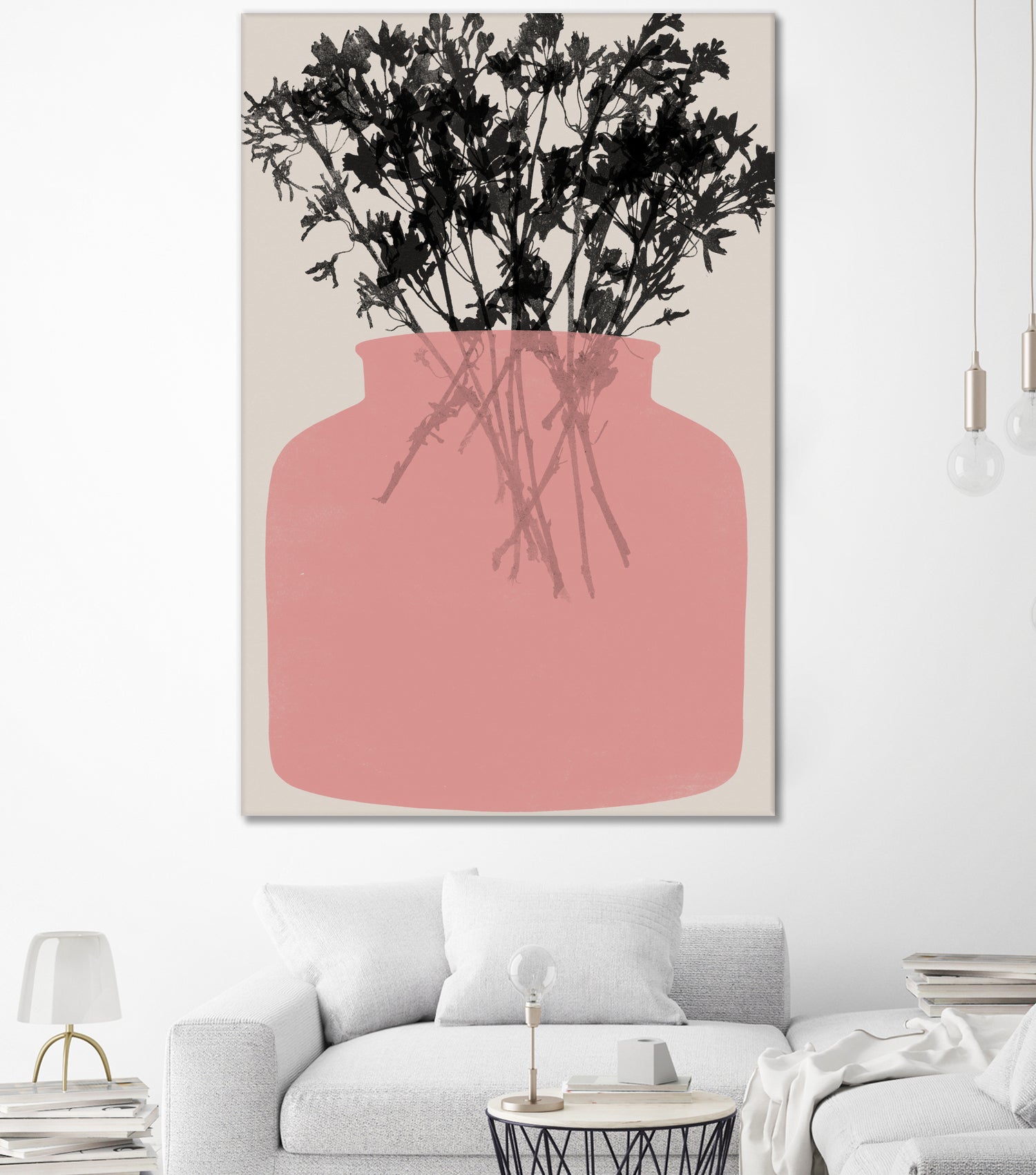 Pink Silhouette of a Jar by Garima Dhawan on GIANT ART - modern art flowers and plants modern art