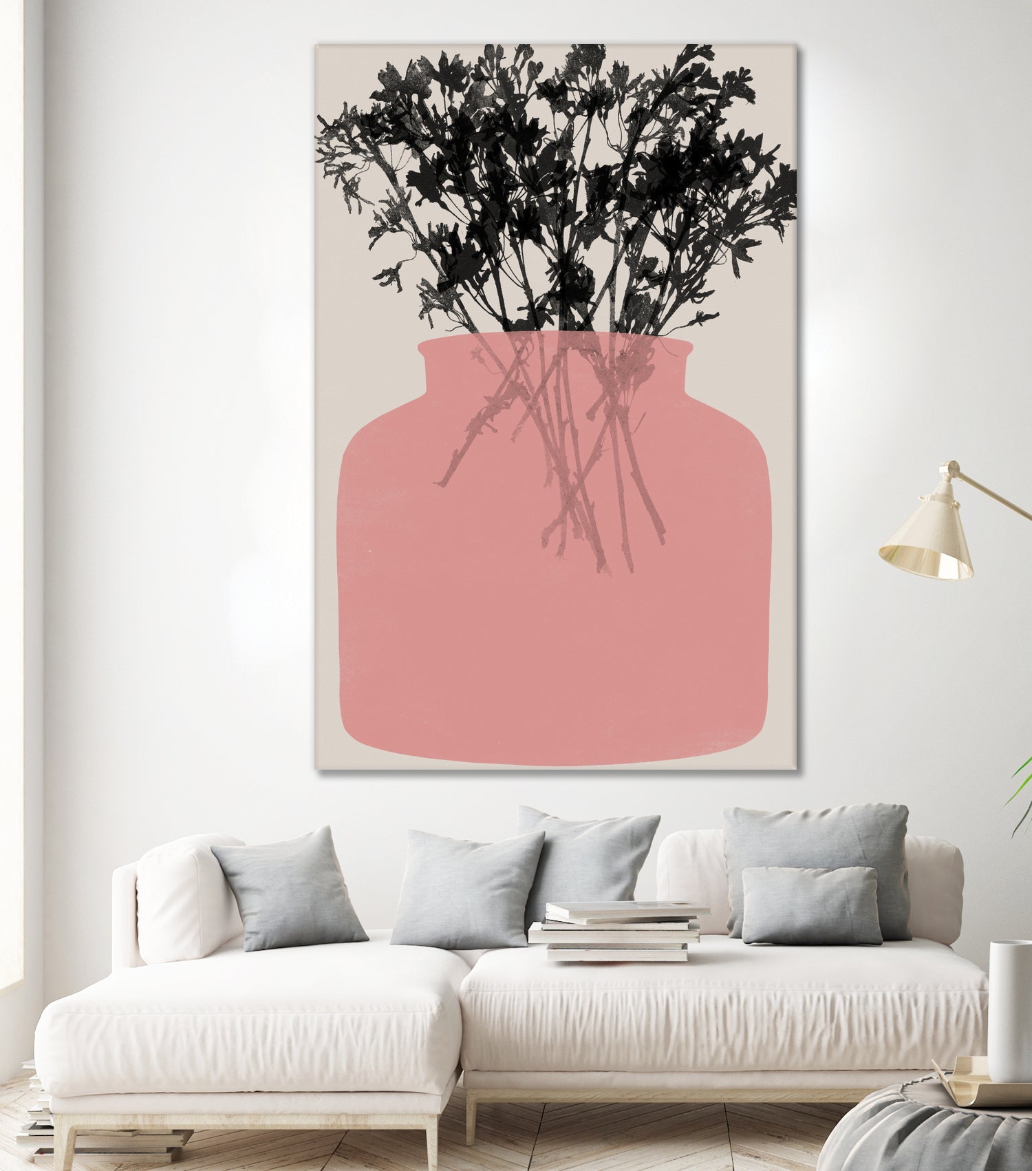 Pink Silhouette of a Jar by Garima Dhawan on GIANT ART - modern art flowers and plants modern art