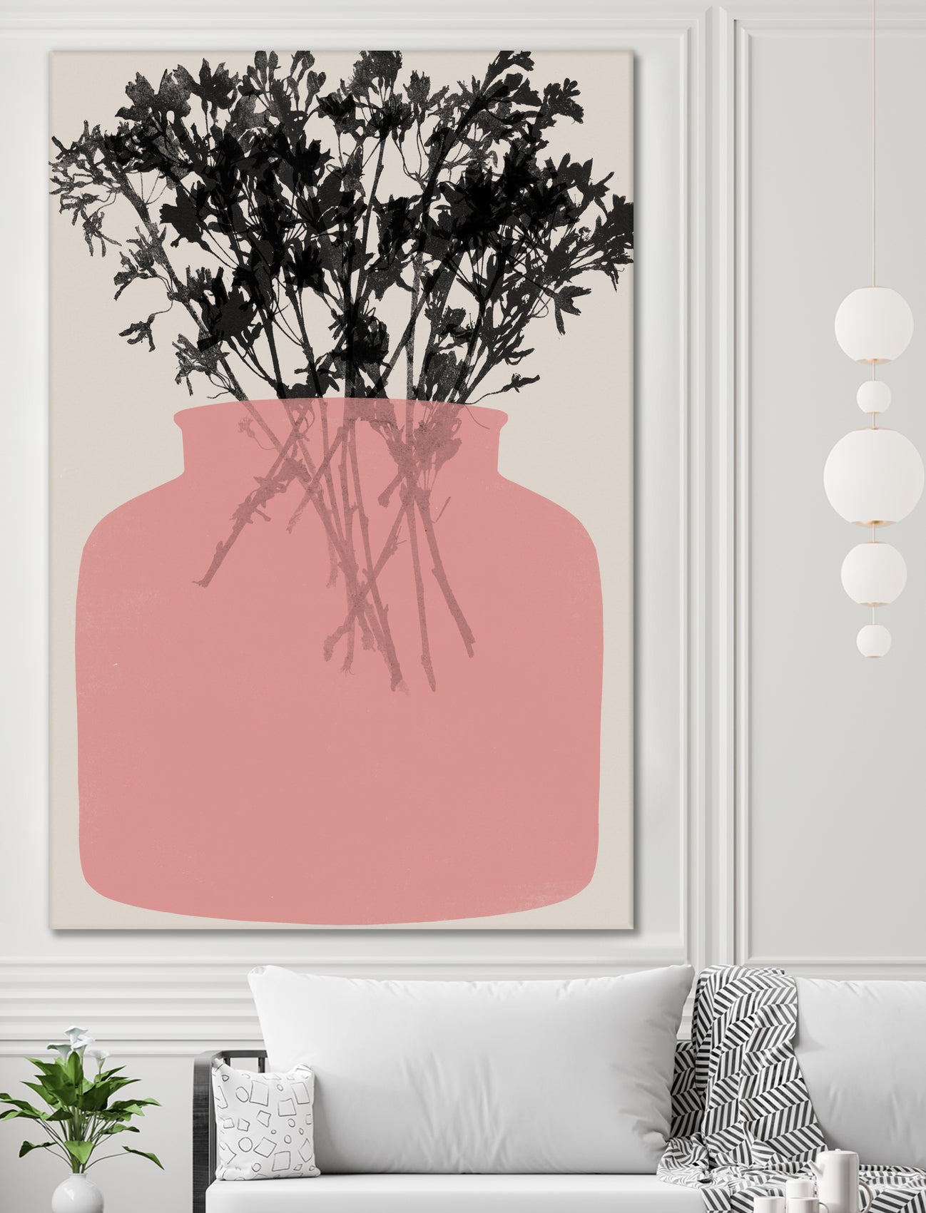 Pink Silhouette of a Jar by Garima Dhawan on GIANT ART - modern art flowers and plants modern art