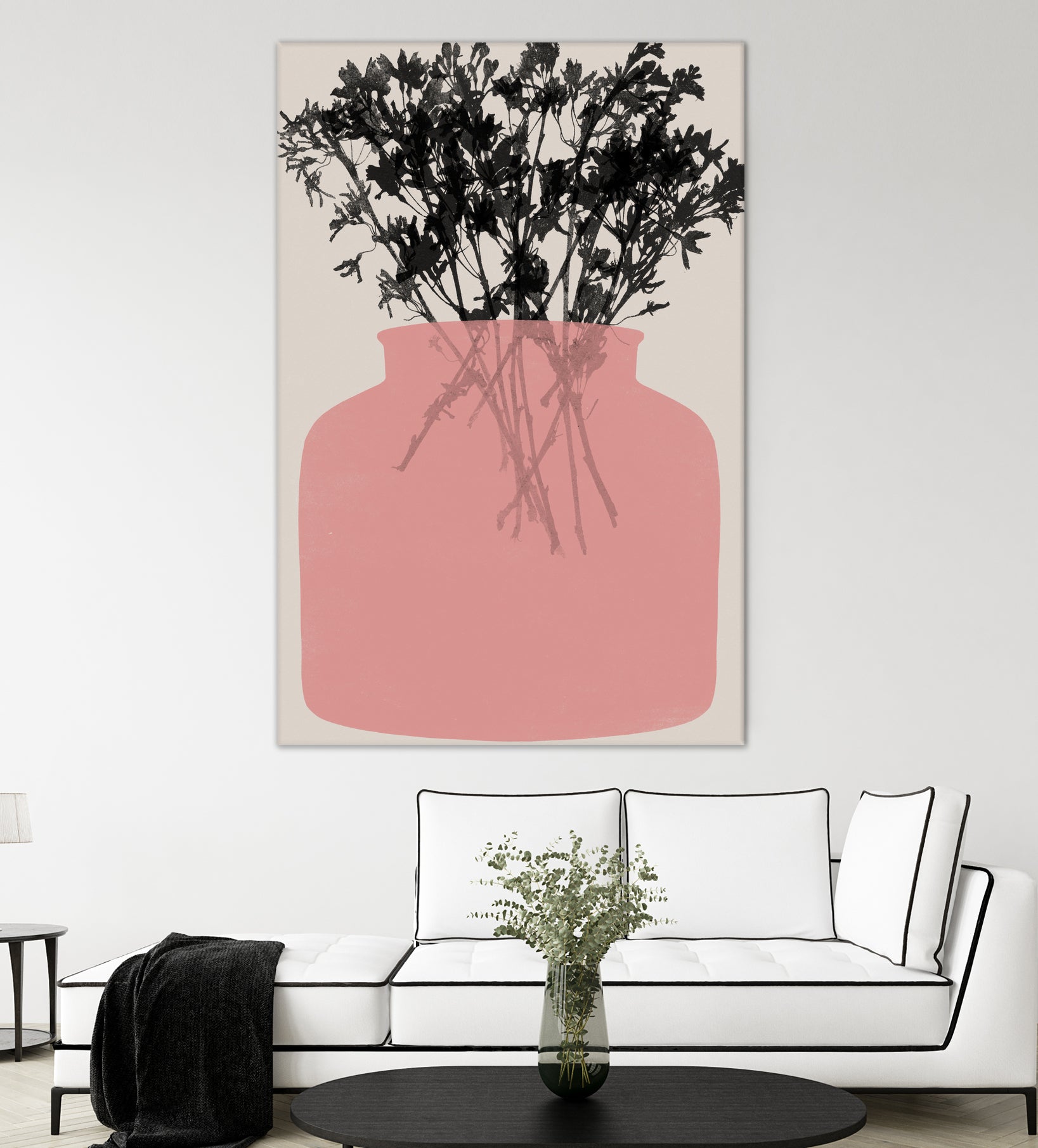 Pink Silhouette of a Jar by Garima Dhawan on GIANT ART - modern art flowers and plants modern art