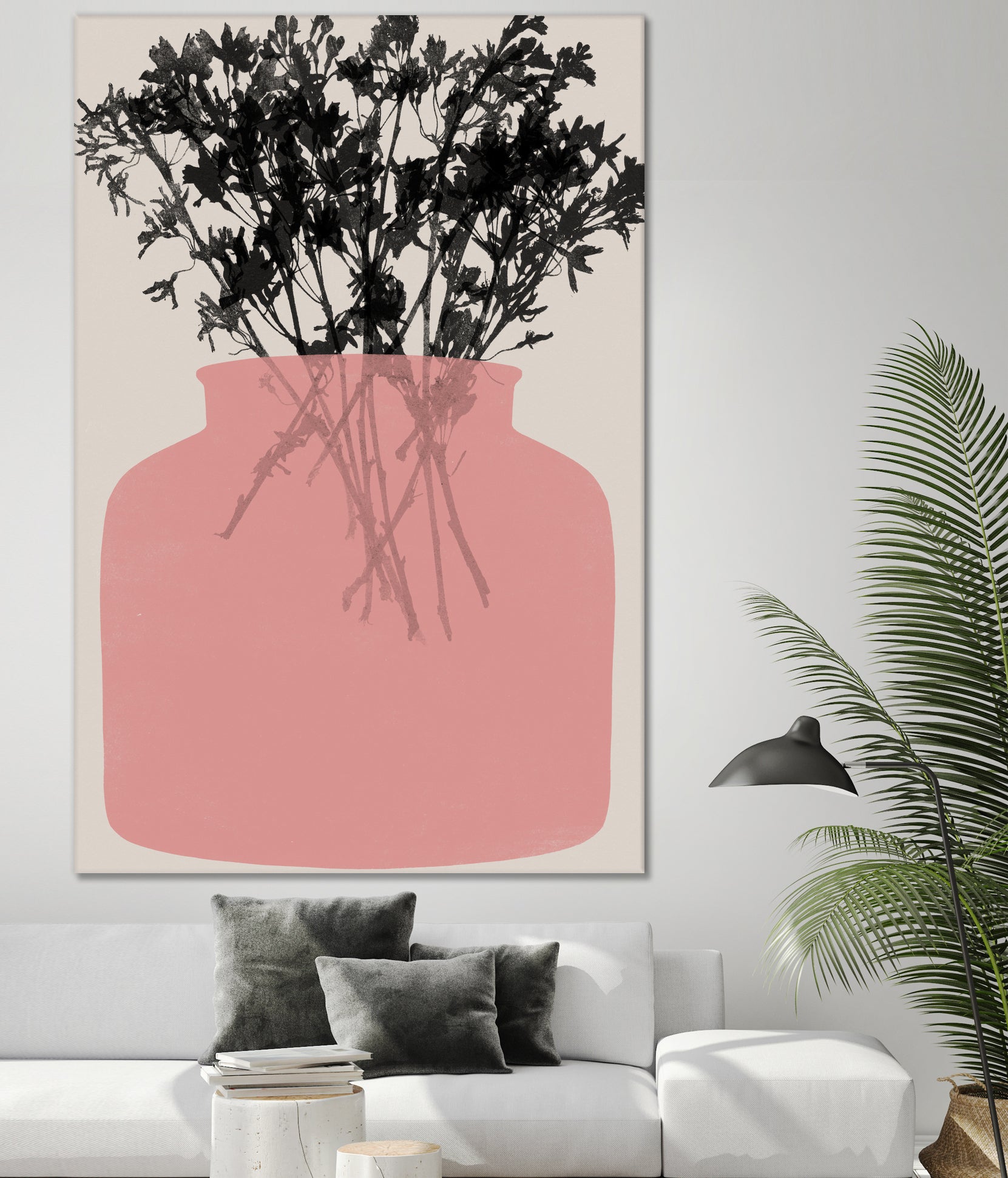 Pink Silhouette of a Jar by Garima Dhawan on GIANT ART - modern art flowers and plants modern art