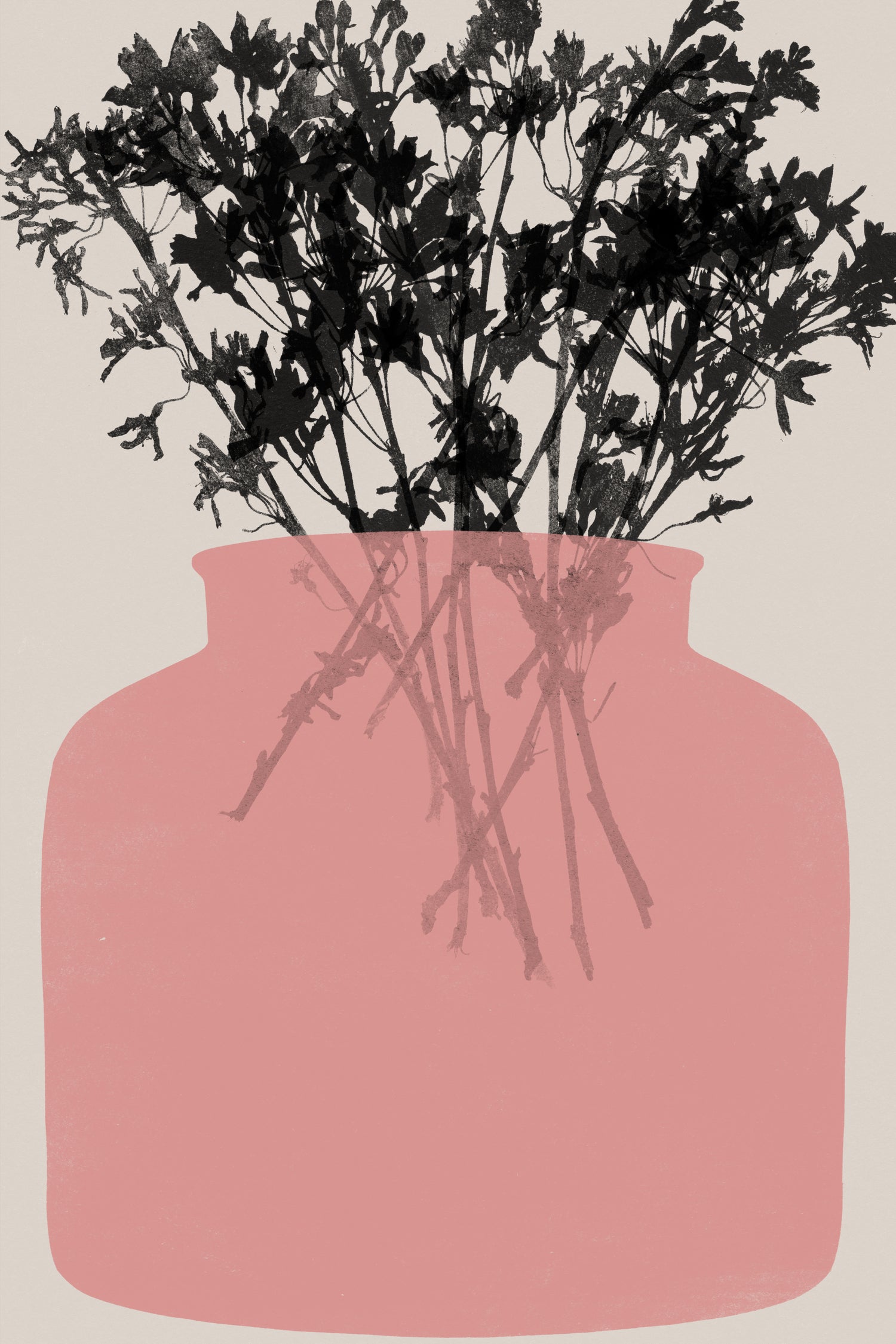 Pink Silhouette of a Jar by Garima Dhawan on GIANT ART - modern art flowers and plants modern art