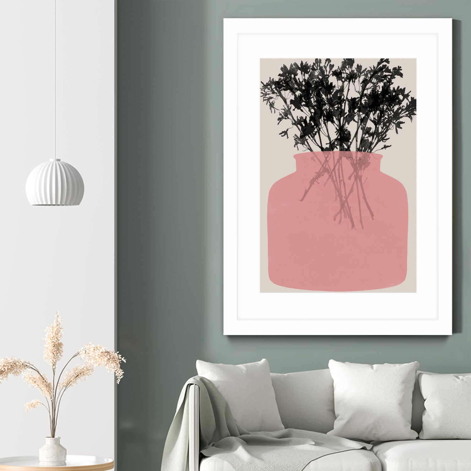 Pink Silhouette of a Jar by Garima Dhawan on GIANT ART - modern art flowers and plants modern art