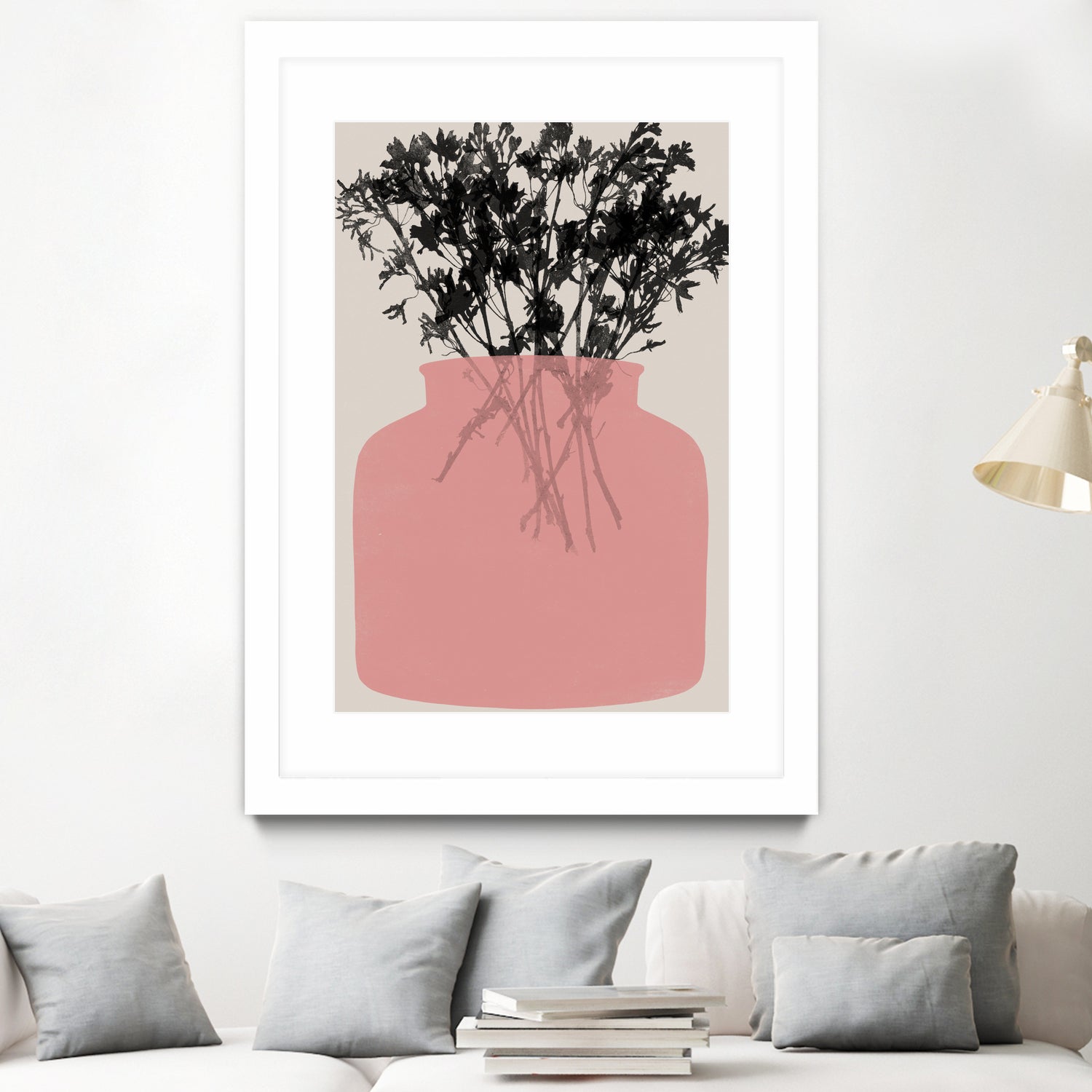Pink Silhouette of a Jar by Garima Dhawan on GIANT ART - modern art flowers and plants modern art
