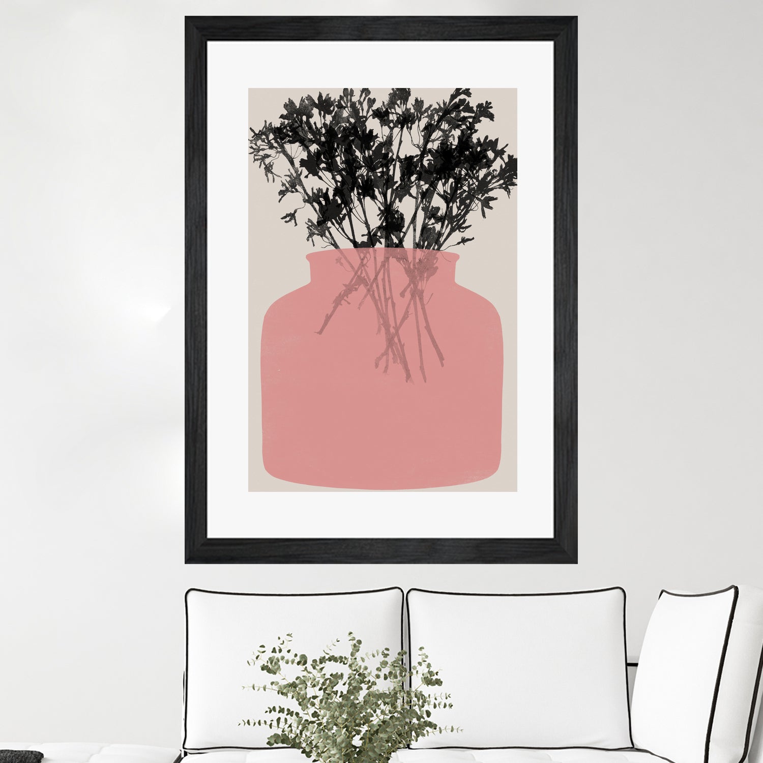 Pink Silhouette of a Jar by Garima Dhawan on GIANT ART - modern art flowers and plants modern art