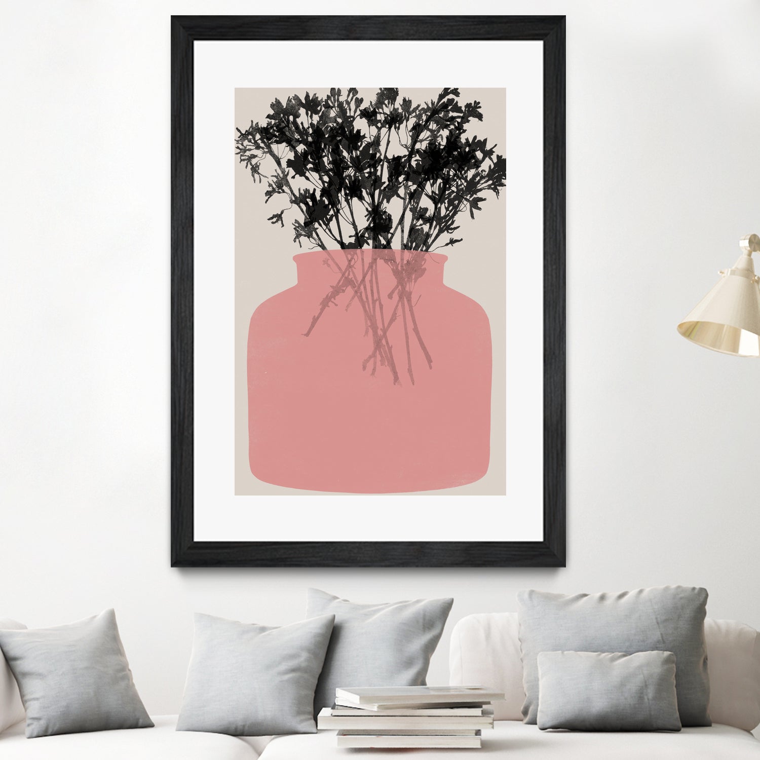 Pink Silhouette of a Jar by Garima Dhawan on GIANT ART - modern art flowers and plants modern art