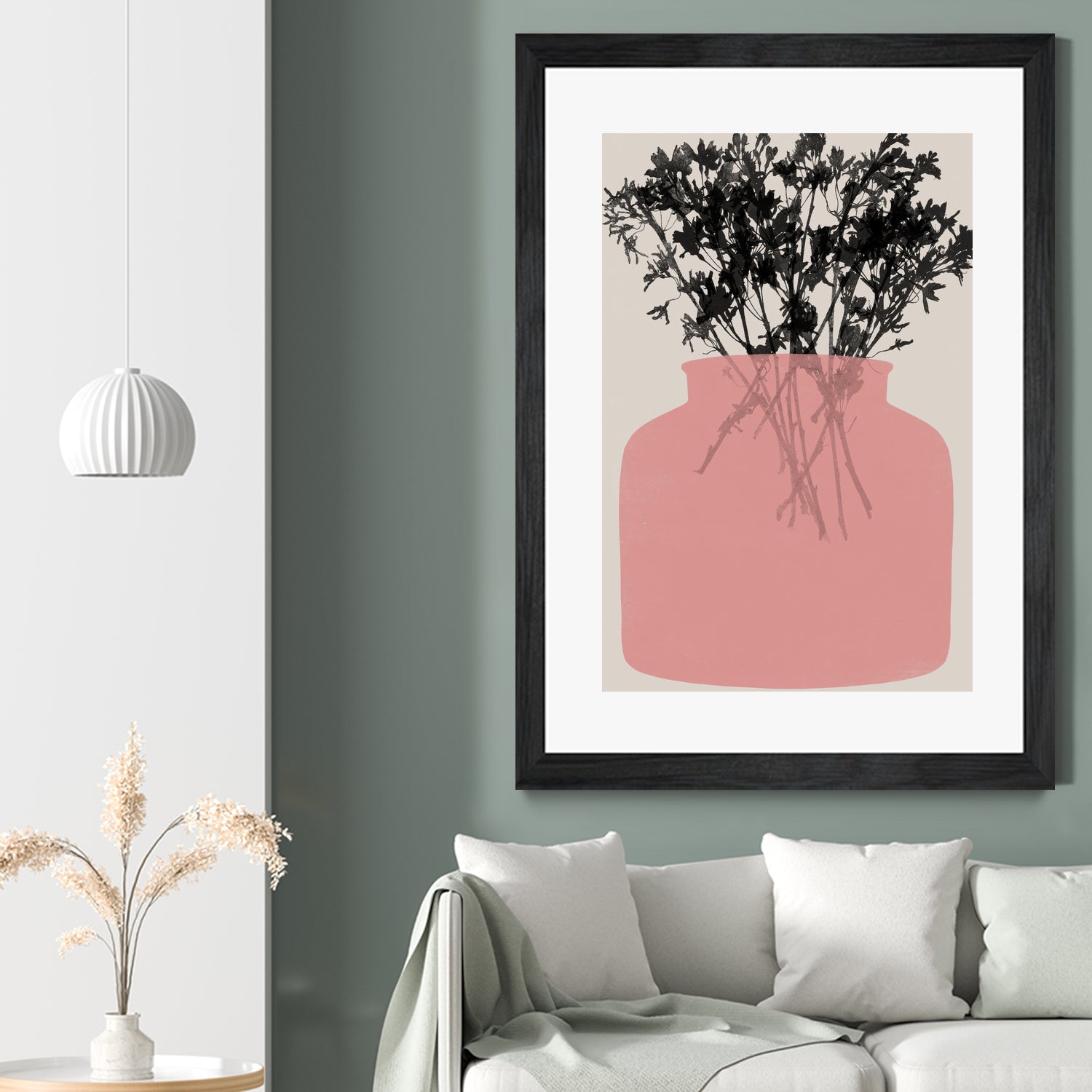 Pink Silhouette of a Jar by Garima Dhawan on GIANT ART - modern art flowers and plants modern art