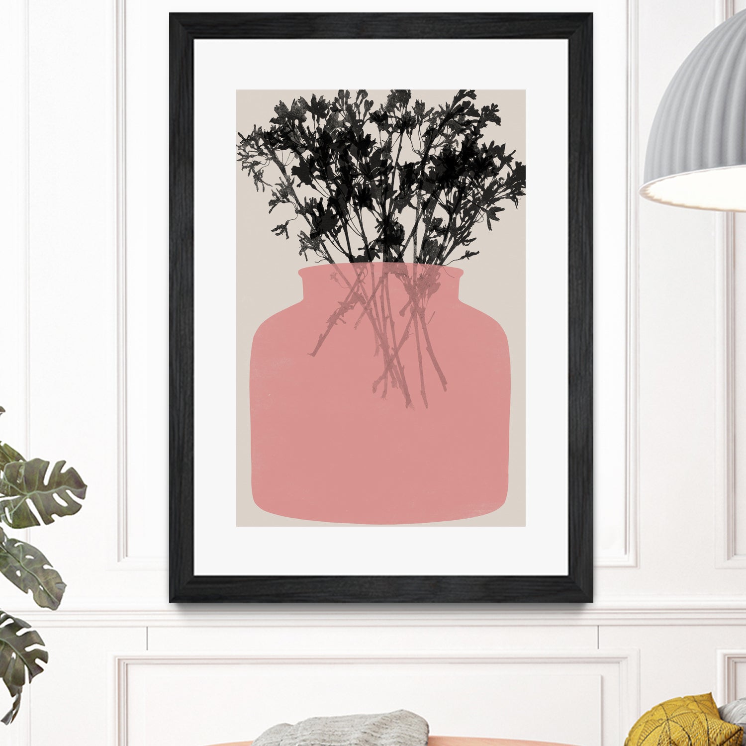 Pink Silhouette of a Jar by Garima Dhawan on GIANT ART - modern art flowers and plants modern art