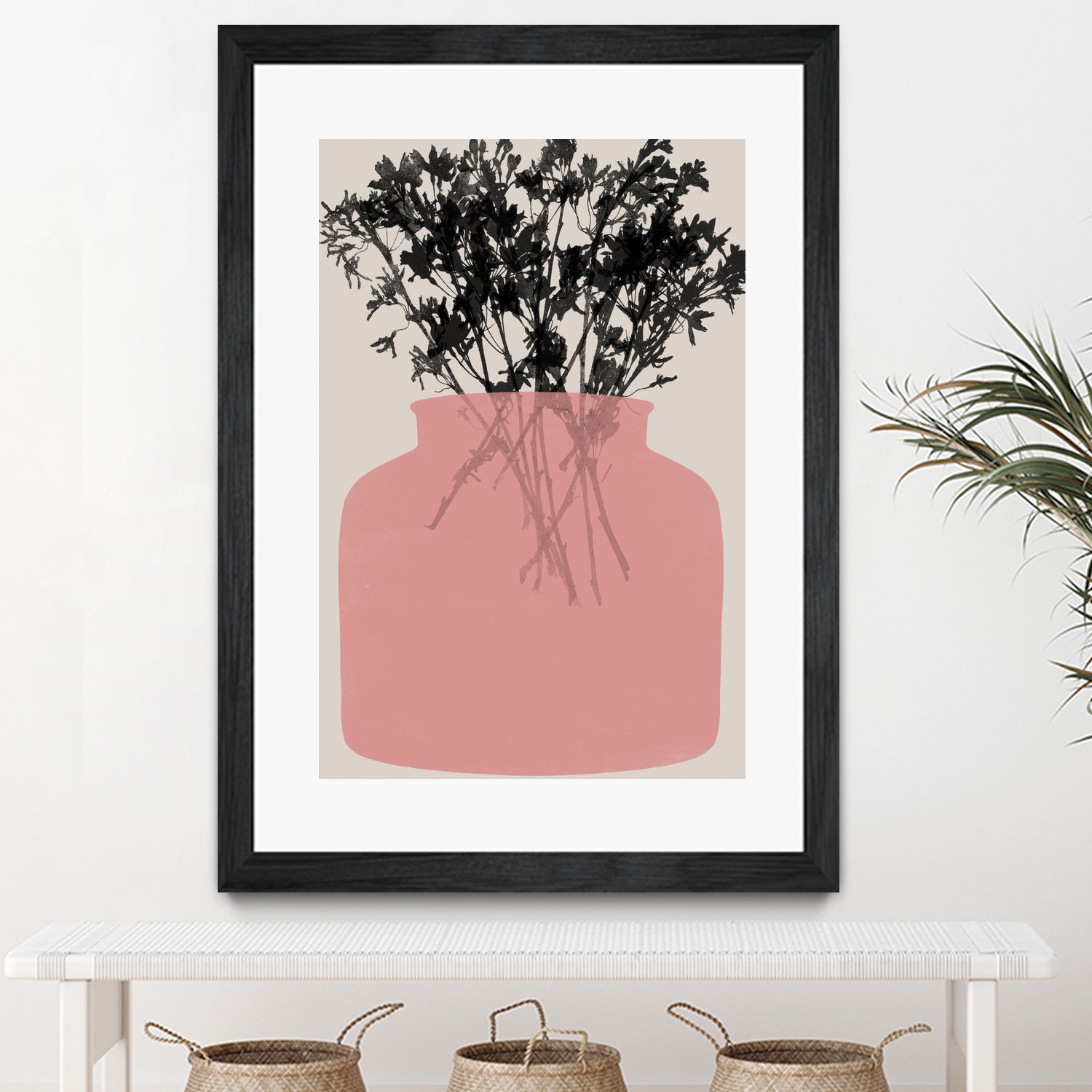 Pink Silhouette of a Jar by Garima Dhawan on GIANT ART - modern art flowers and plants modern art