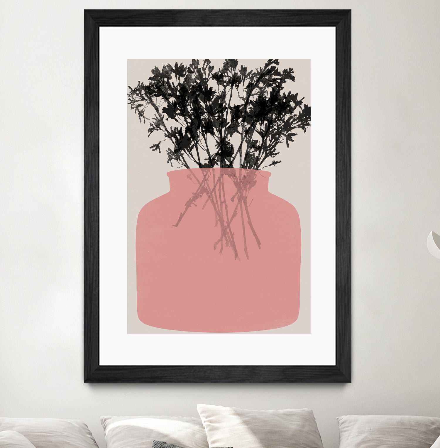 Pink Silhouette of a Jar by Garima Dhawan on GIANT ART - modern art flowers and plants modern art