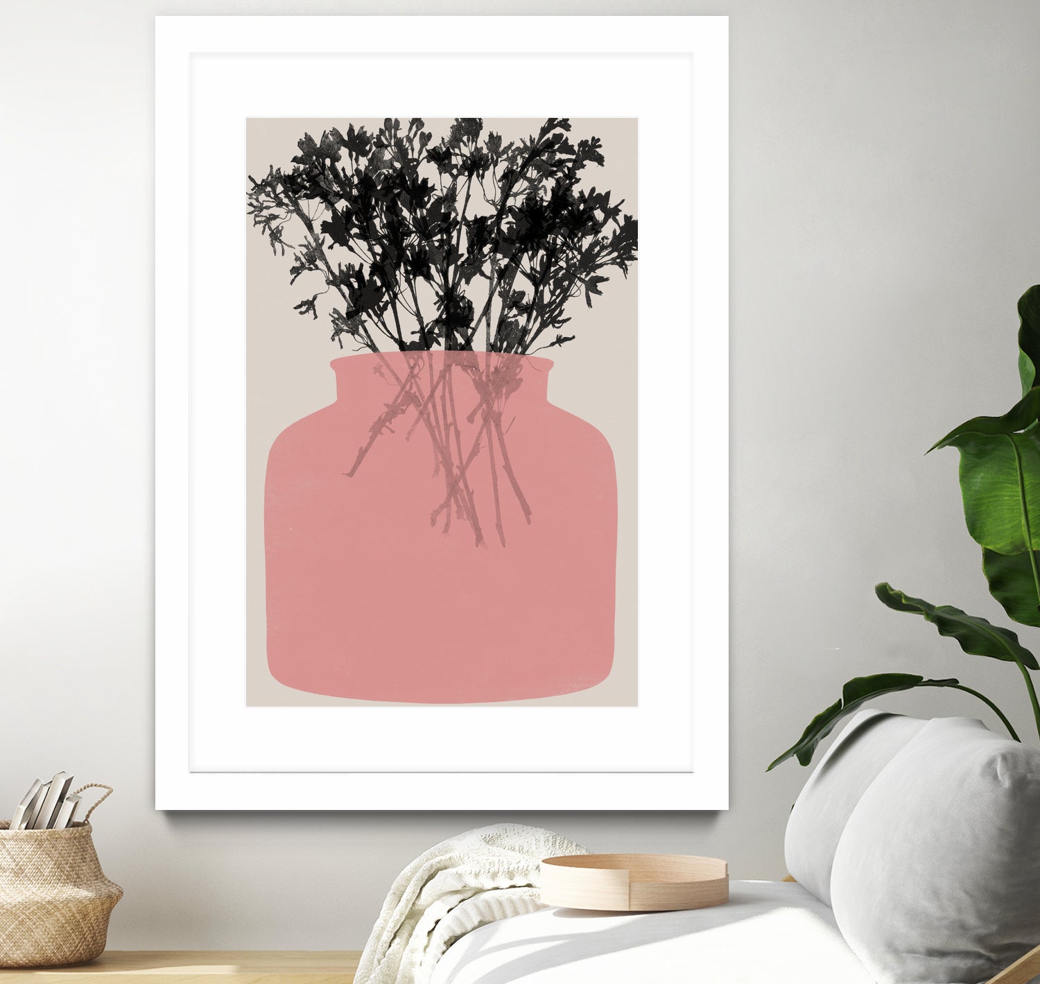 Pink Silhouette of a Jar by Garima Dhawan on GIANT ART - modern art flowers and plants modern art