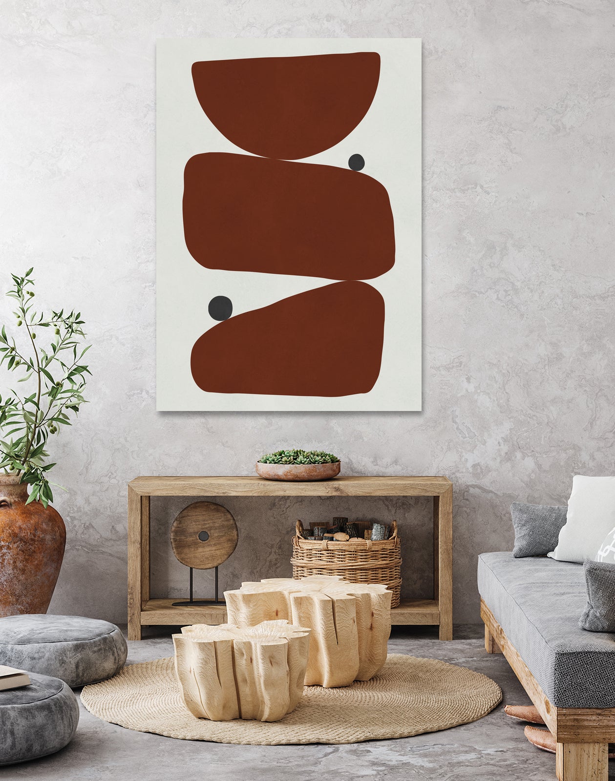 Brown expressionism  by Victor Costa on GIANT ART - red shapes burgundy 