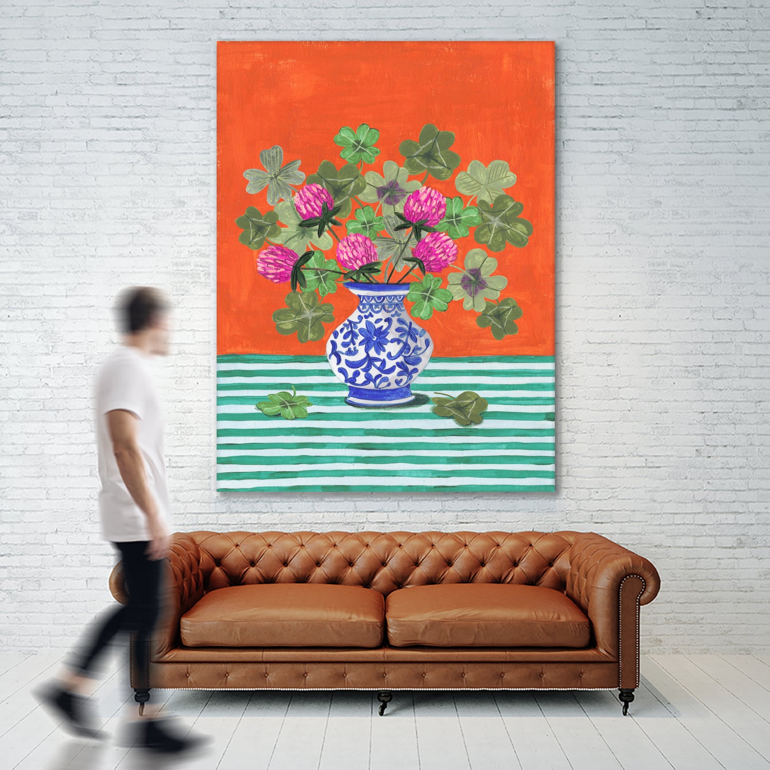 Clovers and Pink Blossoms by Caroline Bonne Muller on GIANT ART - clover bouquet  clover bouquet