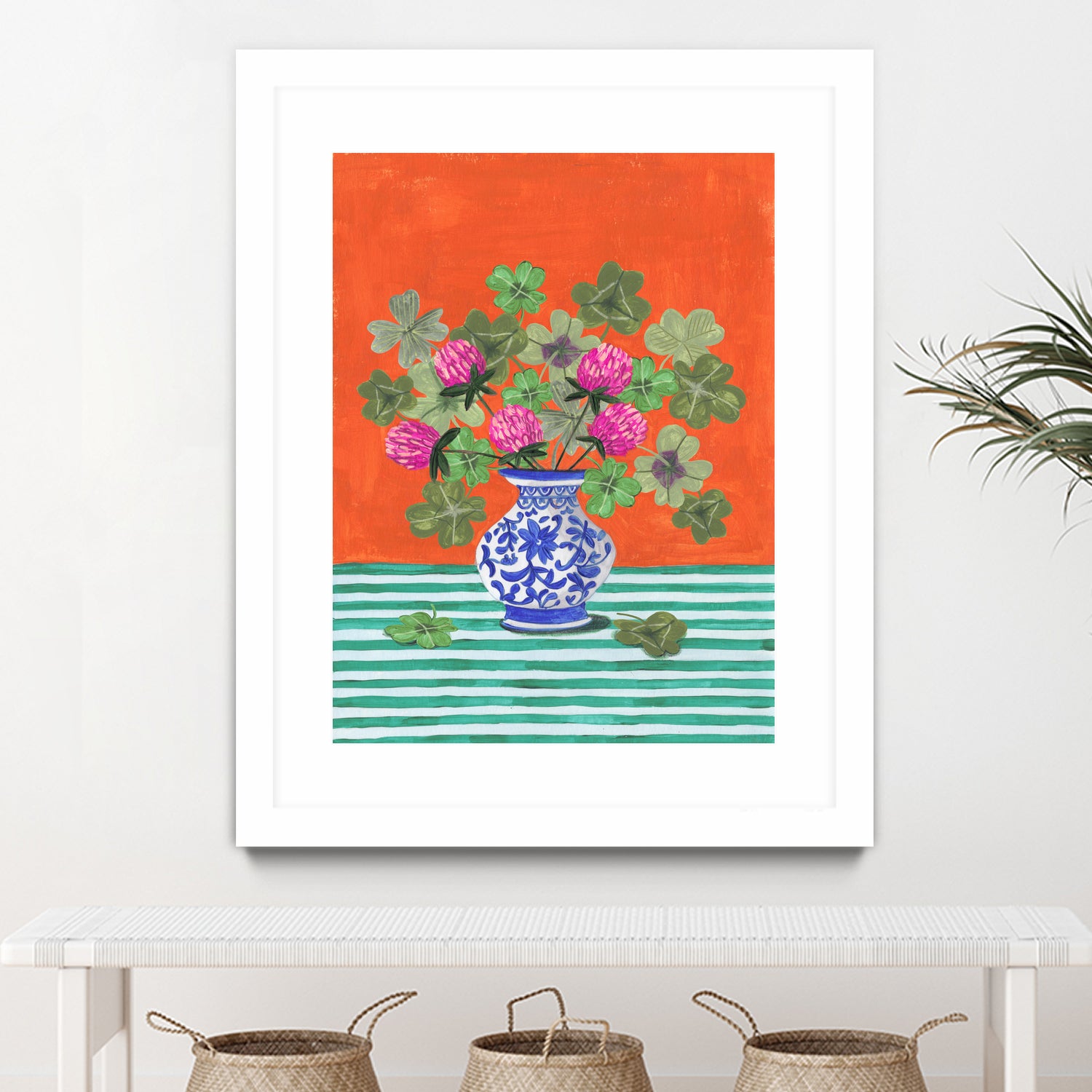 Clovers and Pink Blossoms by Caroline Bonne Muller on GIANT ART - clover bouquet  clover bouquet