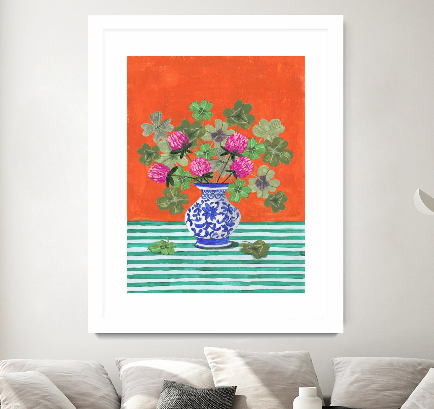 Clovers and Pink Blossoms by Caroline Bonne Muller on GIANT ART - clover bouquet  clover bouquet