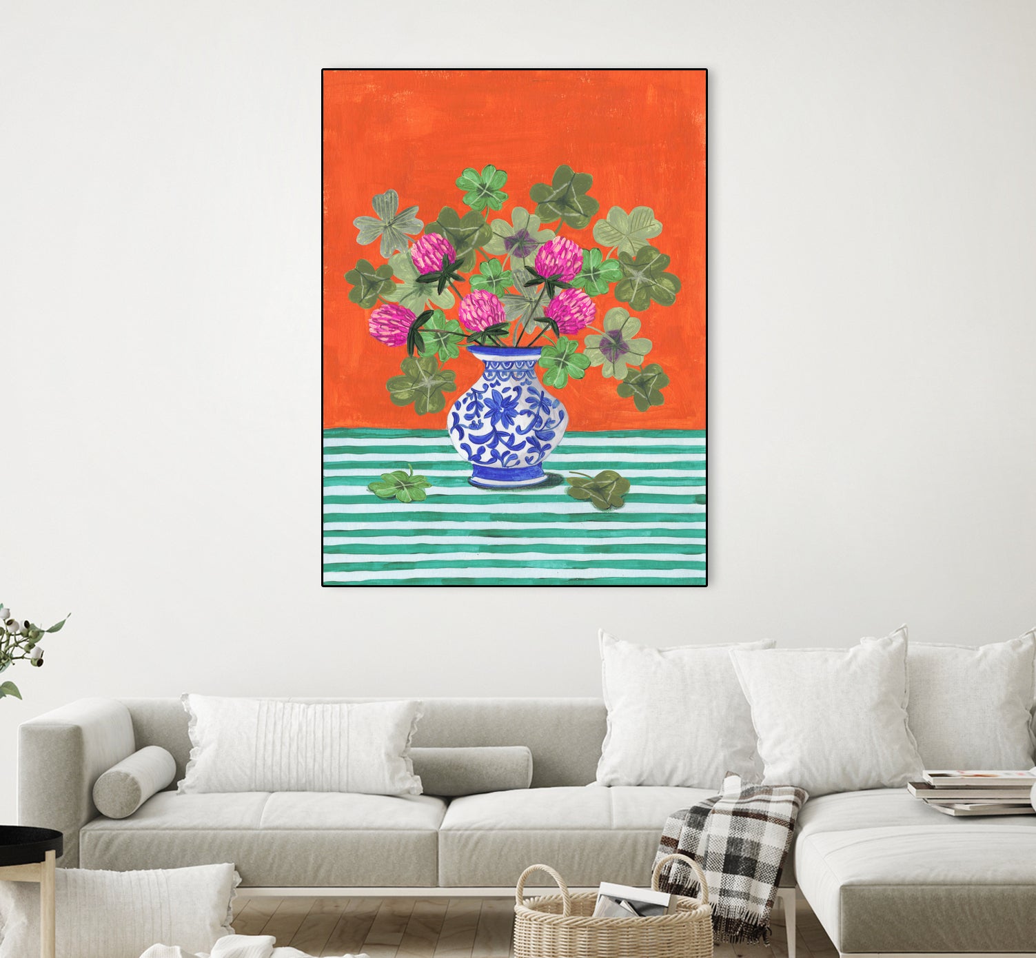 Clovers and Pink Blossoms by Caroline Bonne Muller on GIANT ART - clover bouquet  clover bouquet