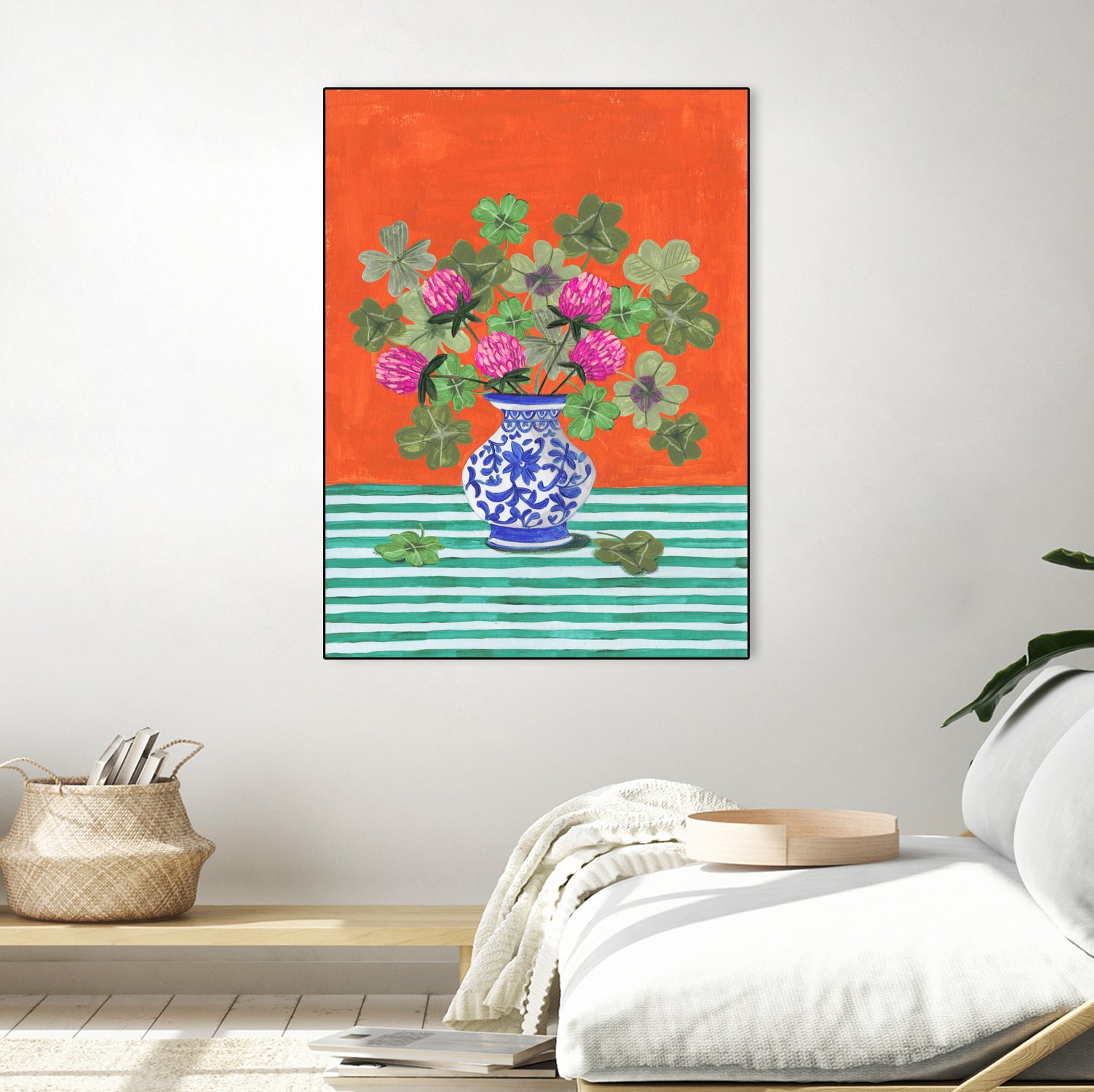 Clovers and Pink Blossoms by Caroline Bonne Muller on GIANT ART - clover bouquet  clover bouquet