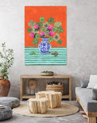 Clovers and Pink Blossoms by Caroline Bonne Muller on GIANT ART - clover bouquet  clover bouquet