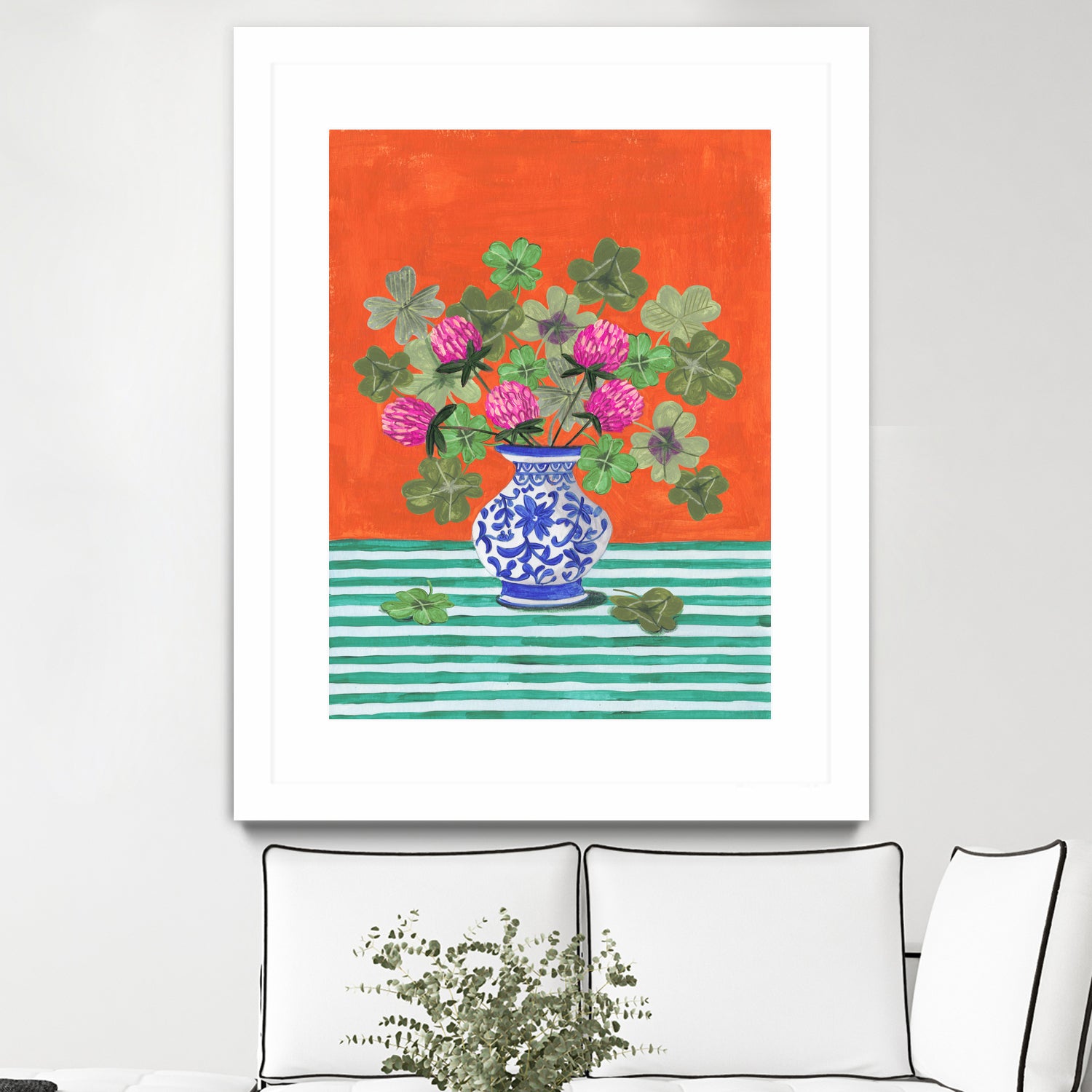 Clovers and Pink Blossoms by Caroline Bonne Muller on GIANT ART - clover bouquet  clover bouquet