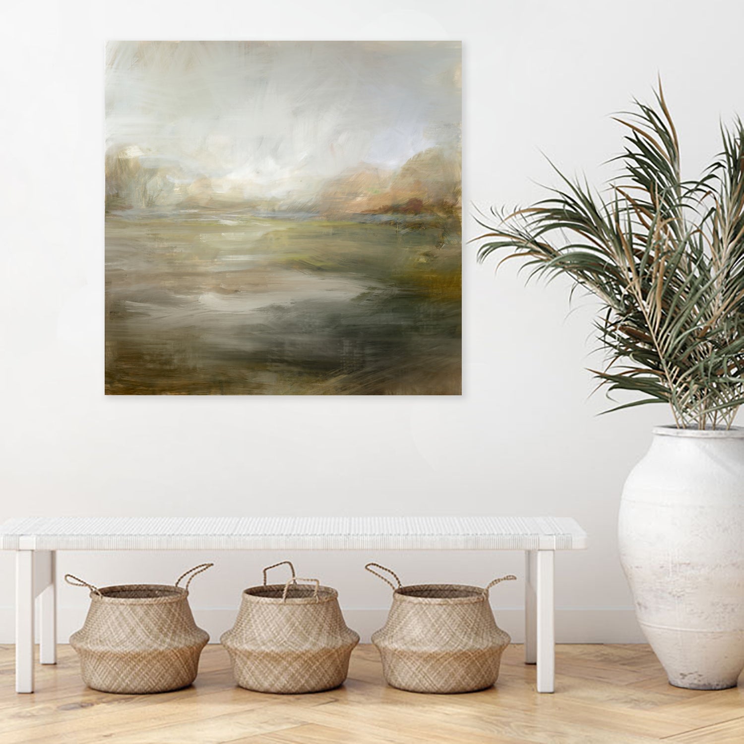 A Tranquil Misty Lake by Julia Cheney on GIANT ART - abstract landscape painting nature and landscapes abstract landscape painting