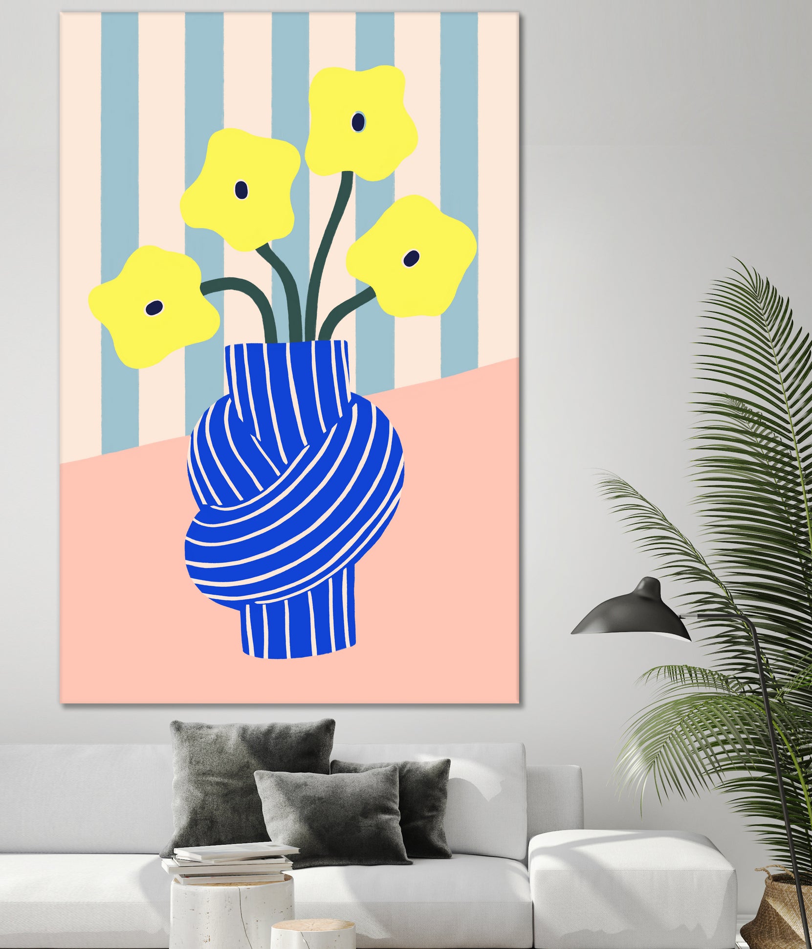 Flowers in Blue Knotted Vase by Maren Gross on GIANT ART - potted flower flowers and plants potted flower