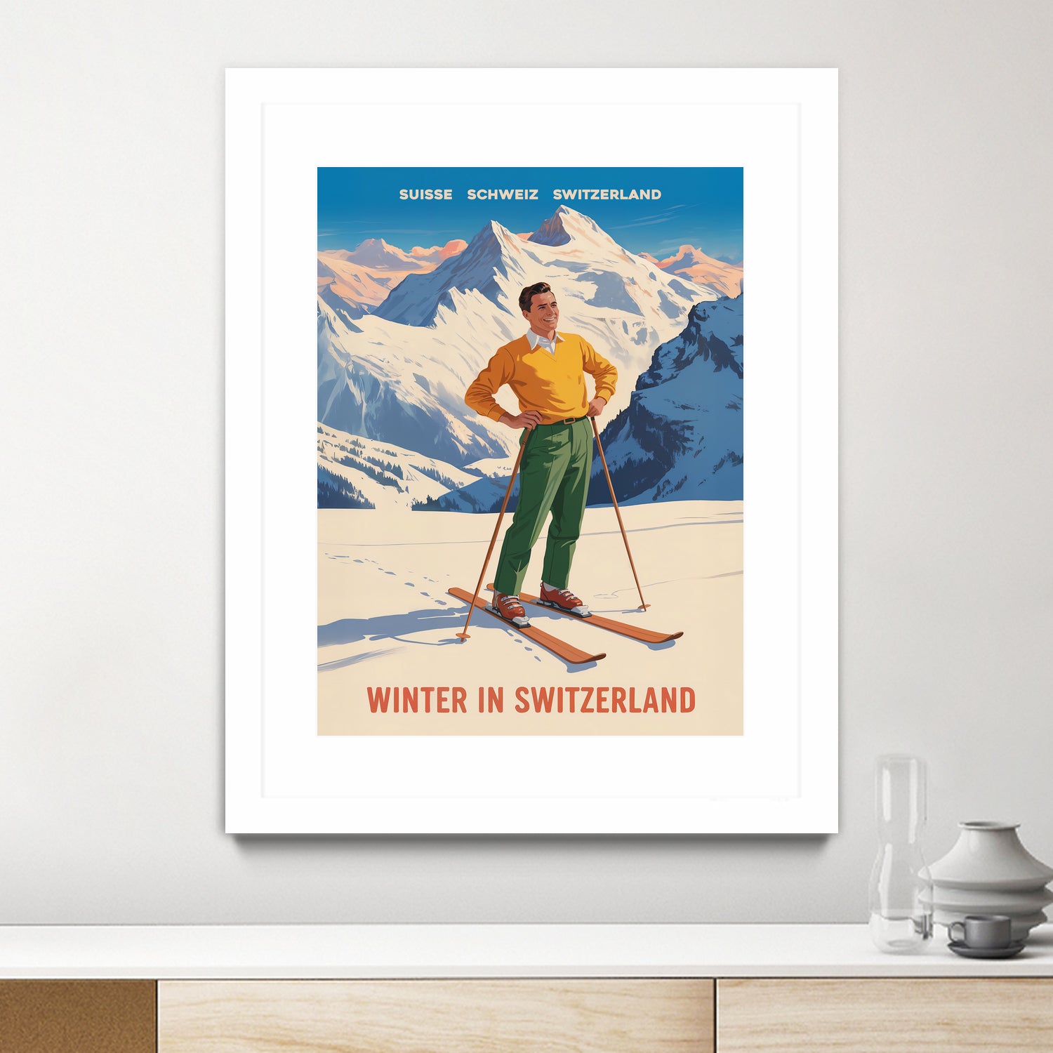 Swiss Alpine Bliss by Andreas Magnusson on GIANT ART - places vintage travel poster
