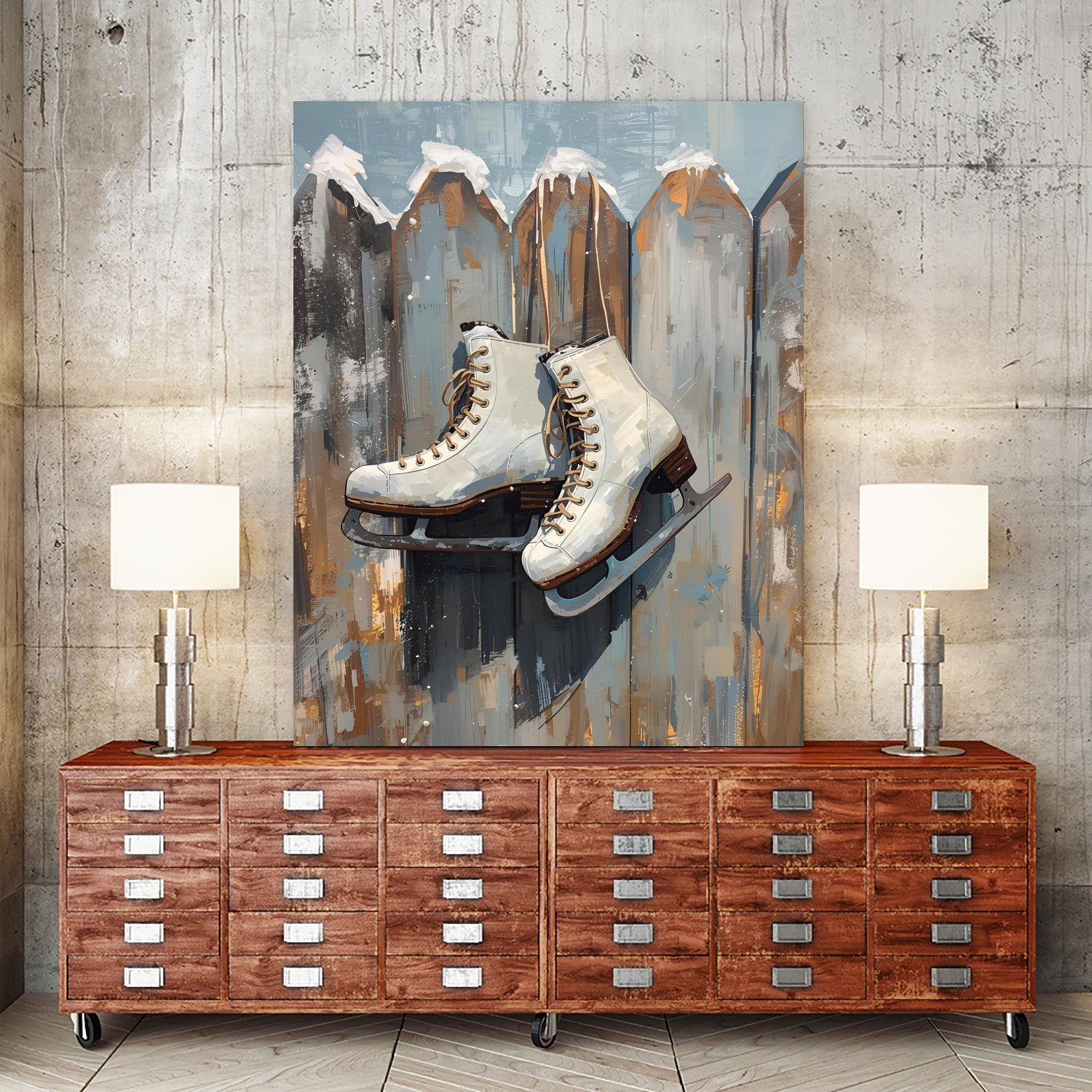 Schlittschuhe am Zaun by Ohkimiko on GIANT ART -  schlittschuhe