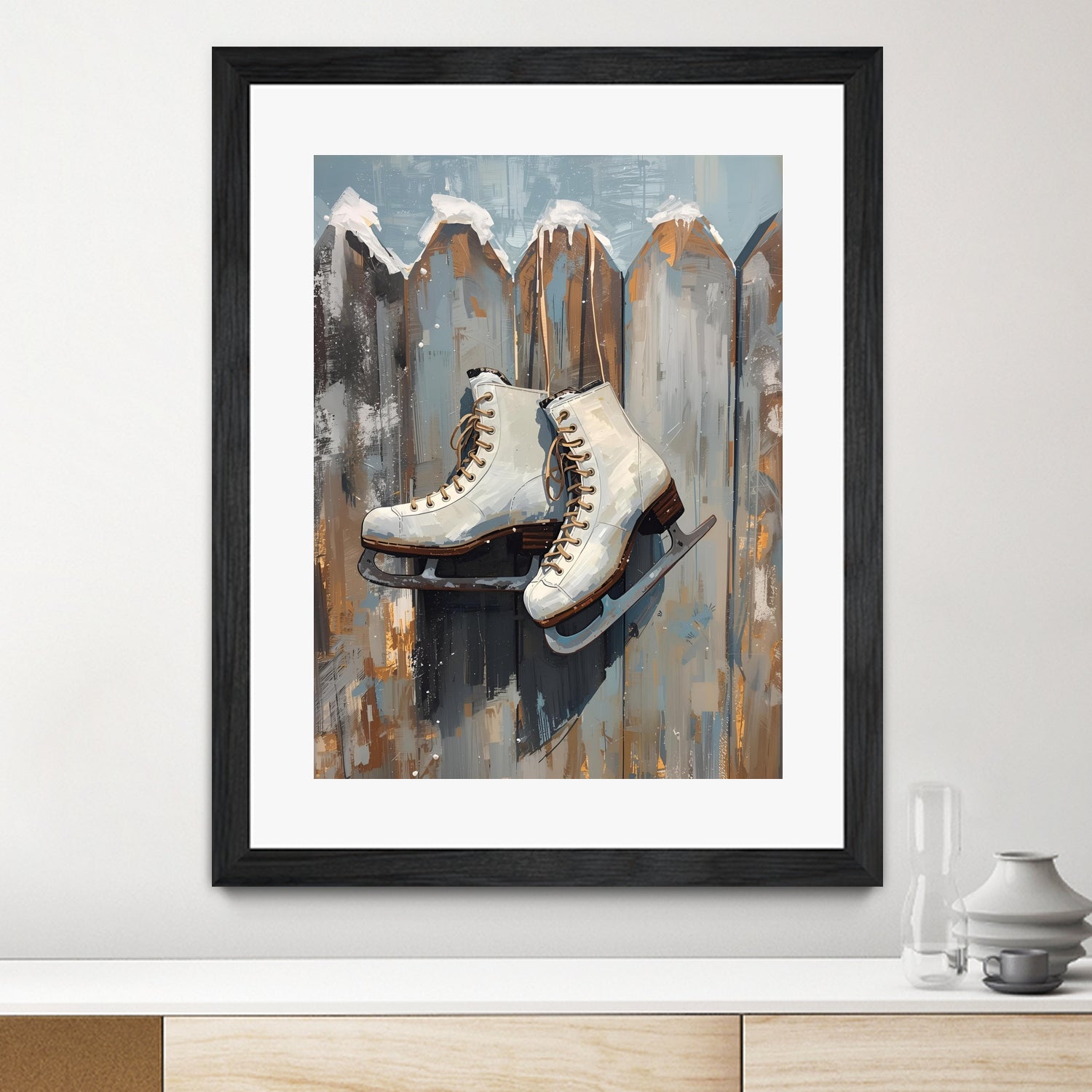 Schlittschuhe am Zaun by Ohkimiko on GIANT ART -  schlittschuhe