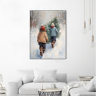 Kinder tragen Tanne im SchneegestApber by Ohkimiko on GIANT ART - kids kinder im schnee