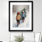 Kinder tragen Tanne im SchneegestApber by Ohkimiko on GIANT ART - kids kinder im schnee