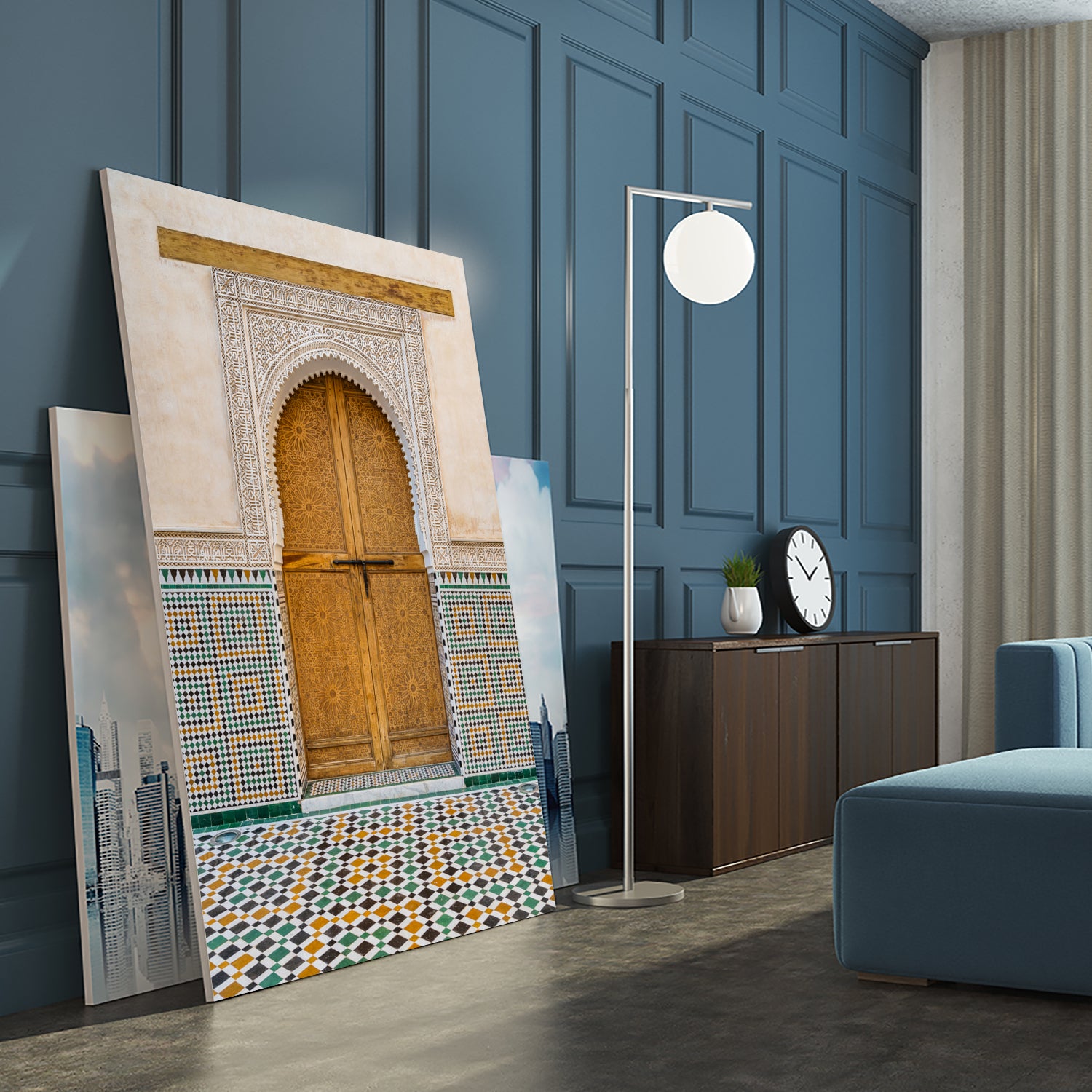 Decorated brown wooden door in Morocco by Photolovers on GIANT ART - photography morocco