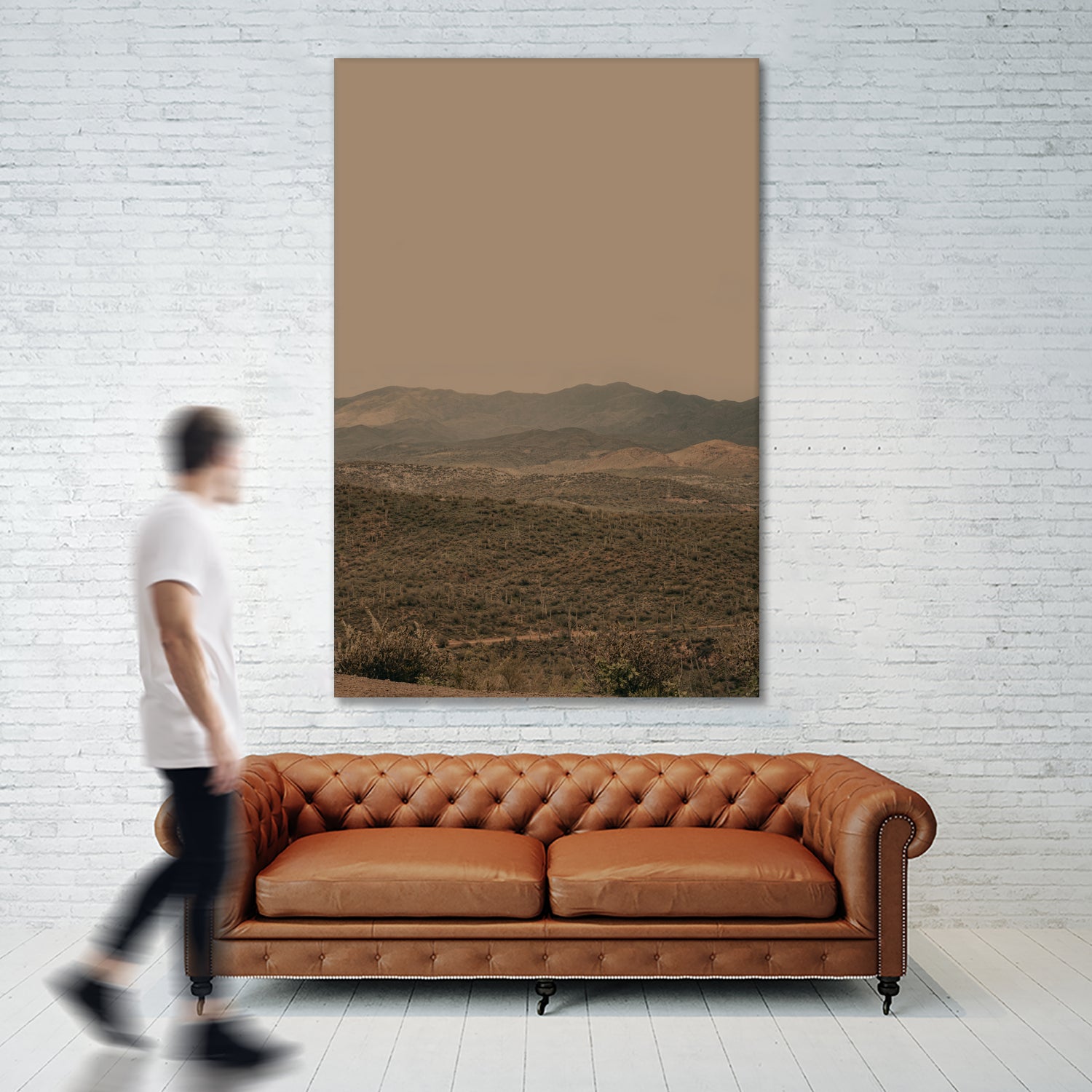 Atmospheric Layered Terrain Landscape With Warm Retro Tonal Haze by Stephanie Klatt on GIANT ART - textural landscape  textural