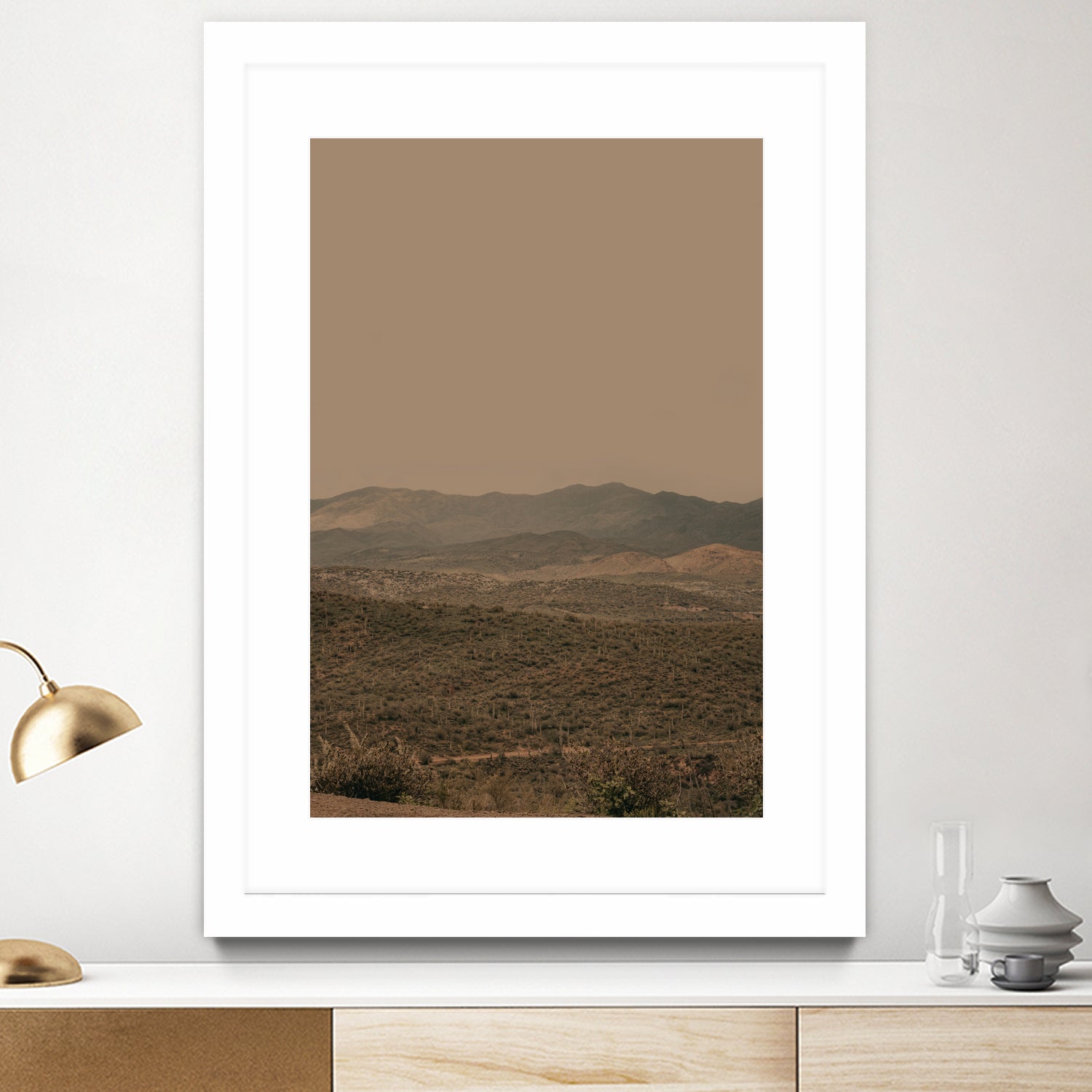 Atmospheric Layered Terrain Landscape With Warm Retro Tonal Haze by Stephanie Klatt on GIANT ART - textural landscape  textural