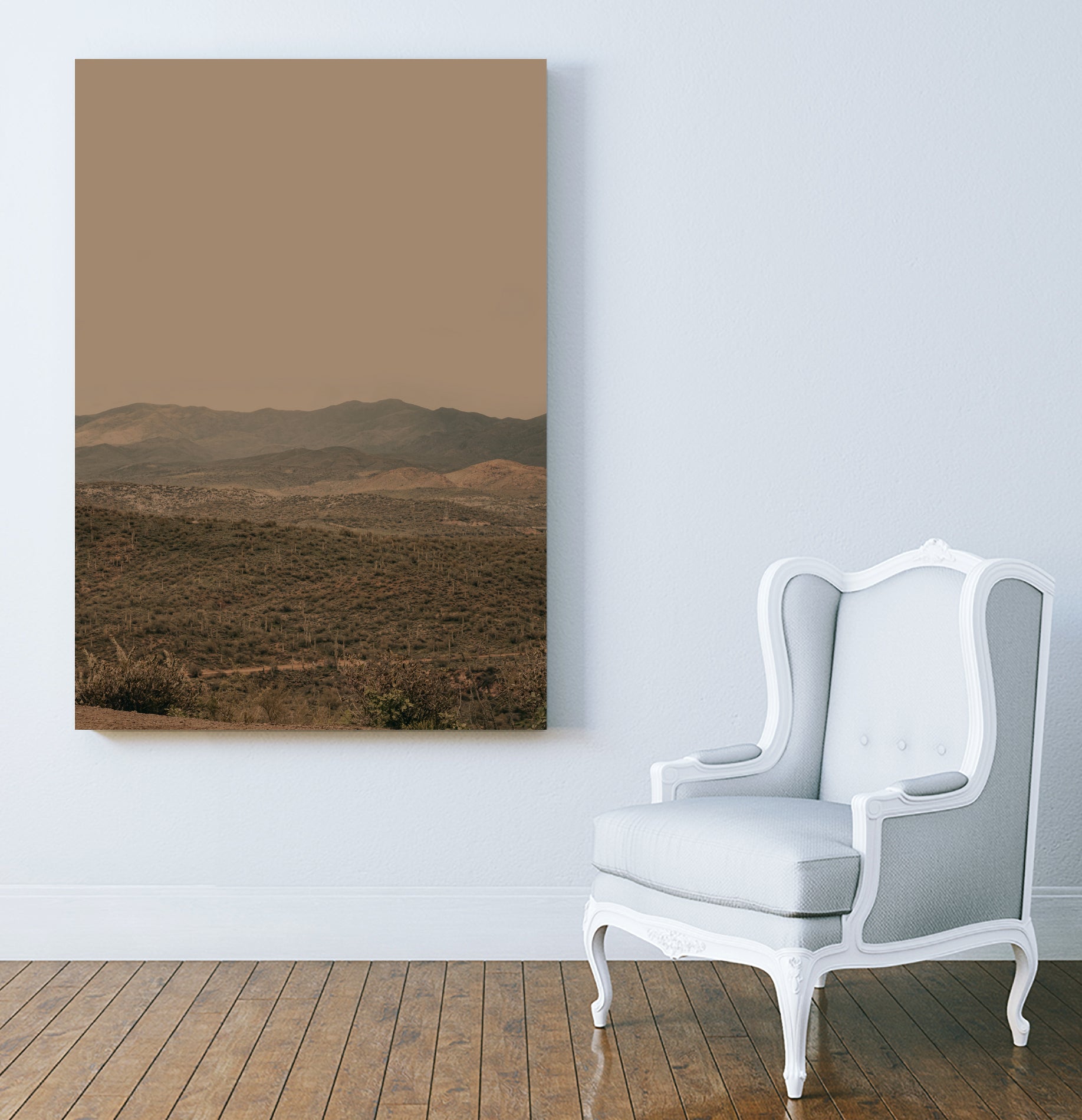 Atmospheric Layered Terrain Landscape With Warm Retro Tonal Haze by Stephanie Klatt on GIANT ART - textural landscape  textural