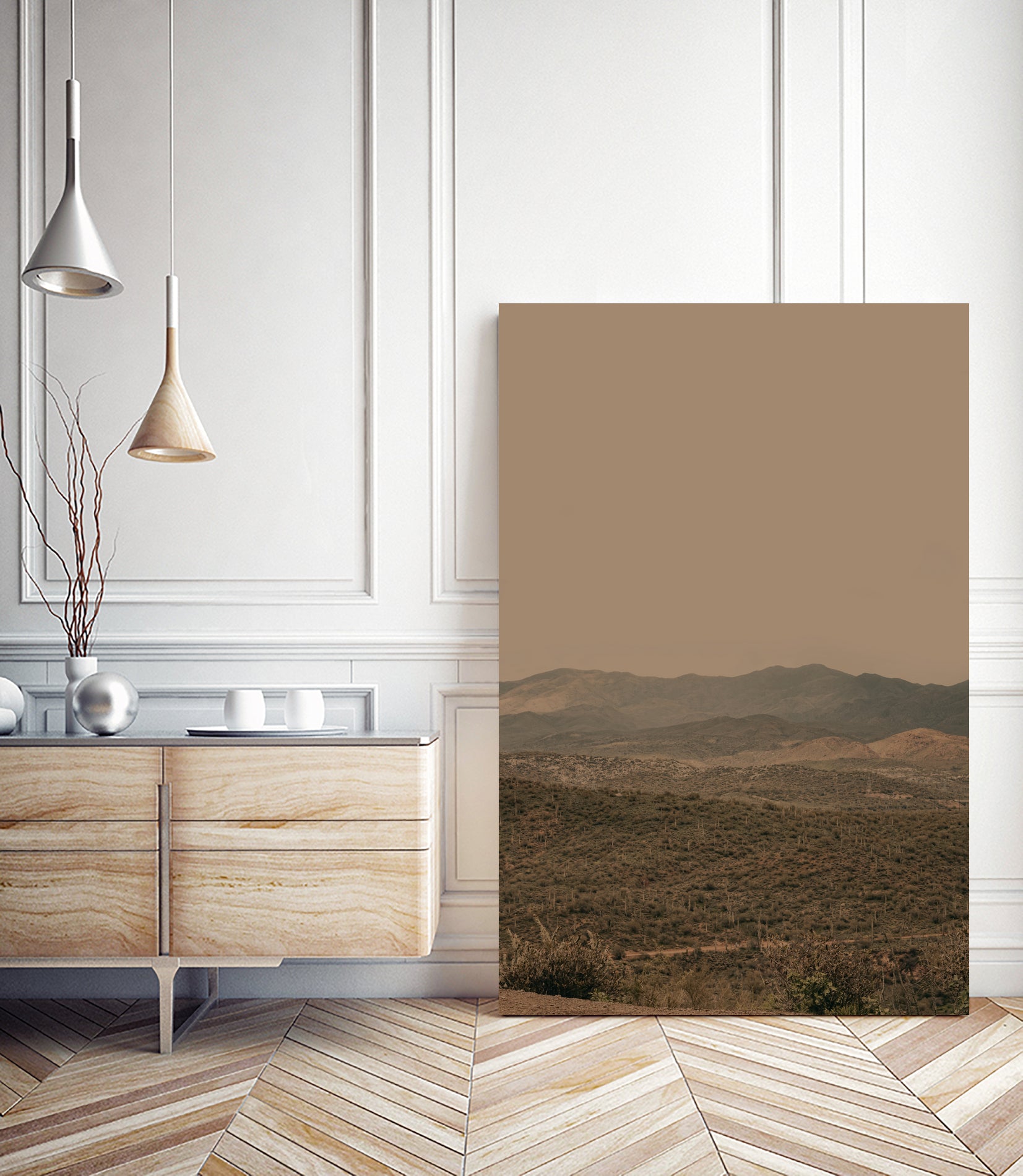 Atmospheric Layered Terrain Landscape With Warm Retro Tonal Haze by Stephanie Klatt on GIANT ART - textural landscape  textural