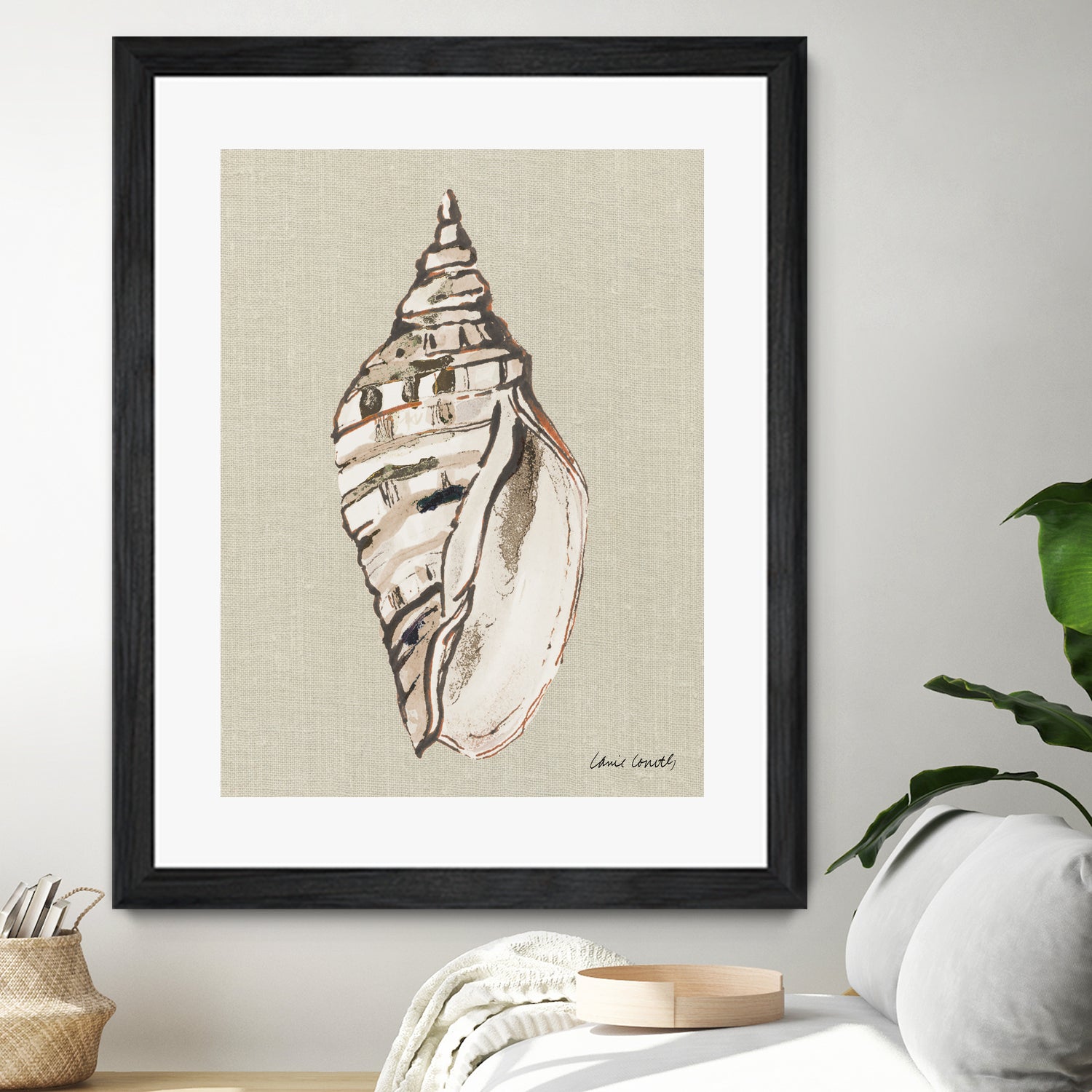 Shell on Burlap II by Lanie  Loreth on GIANT ART - coastal shell