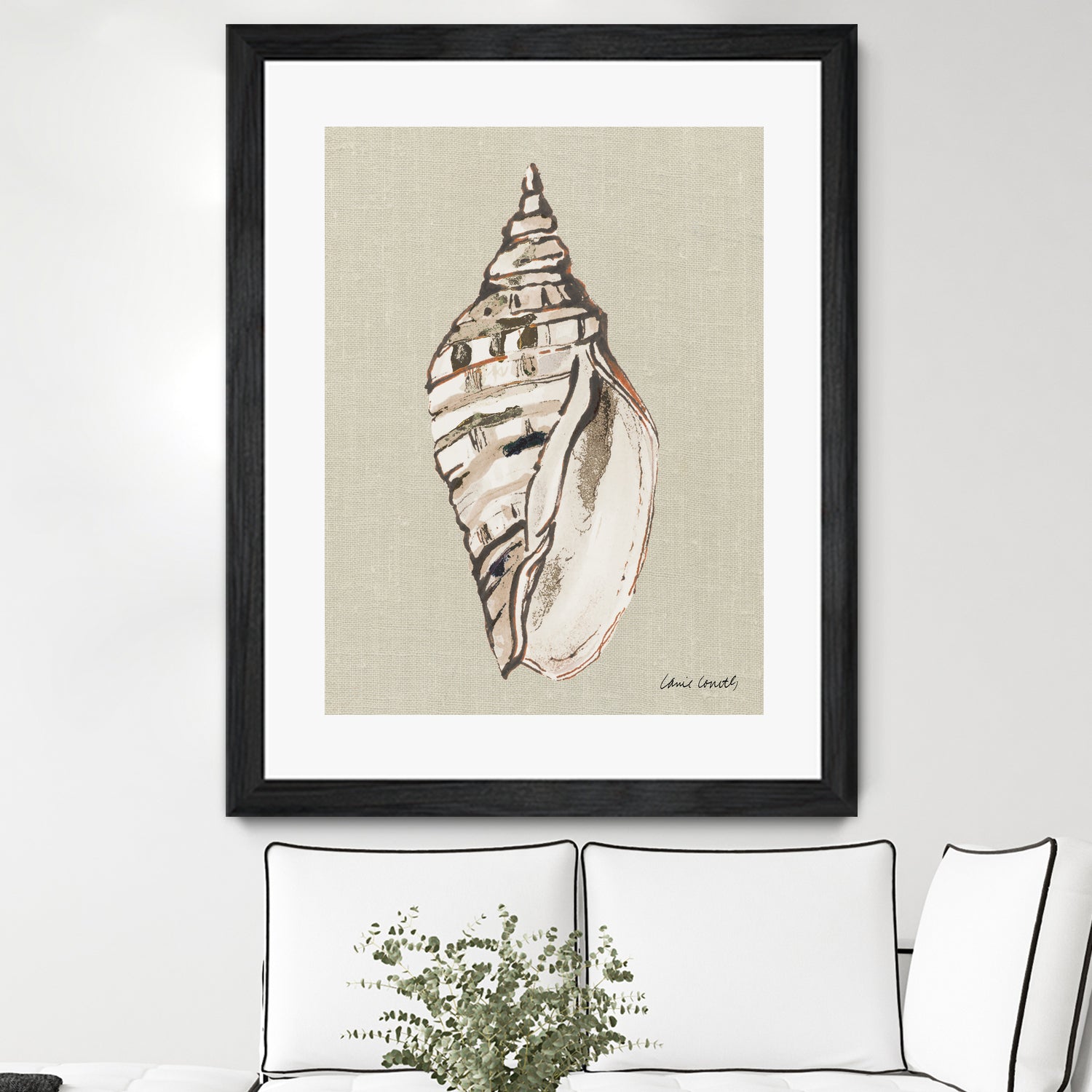 Shell on Burlap II by Lanie  Loreth on GIANT ART - coastal shell