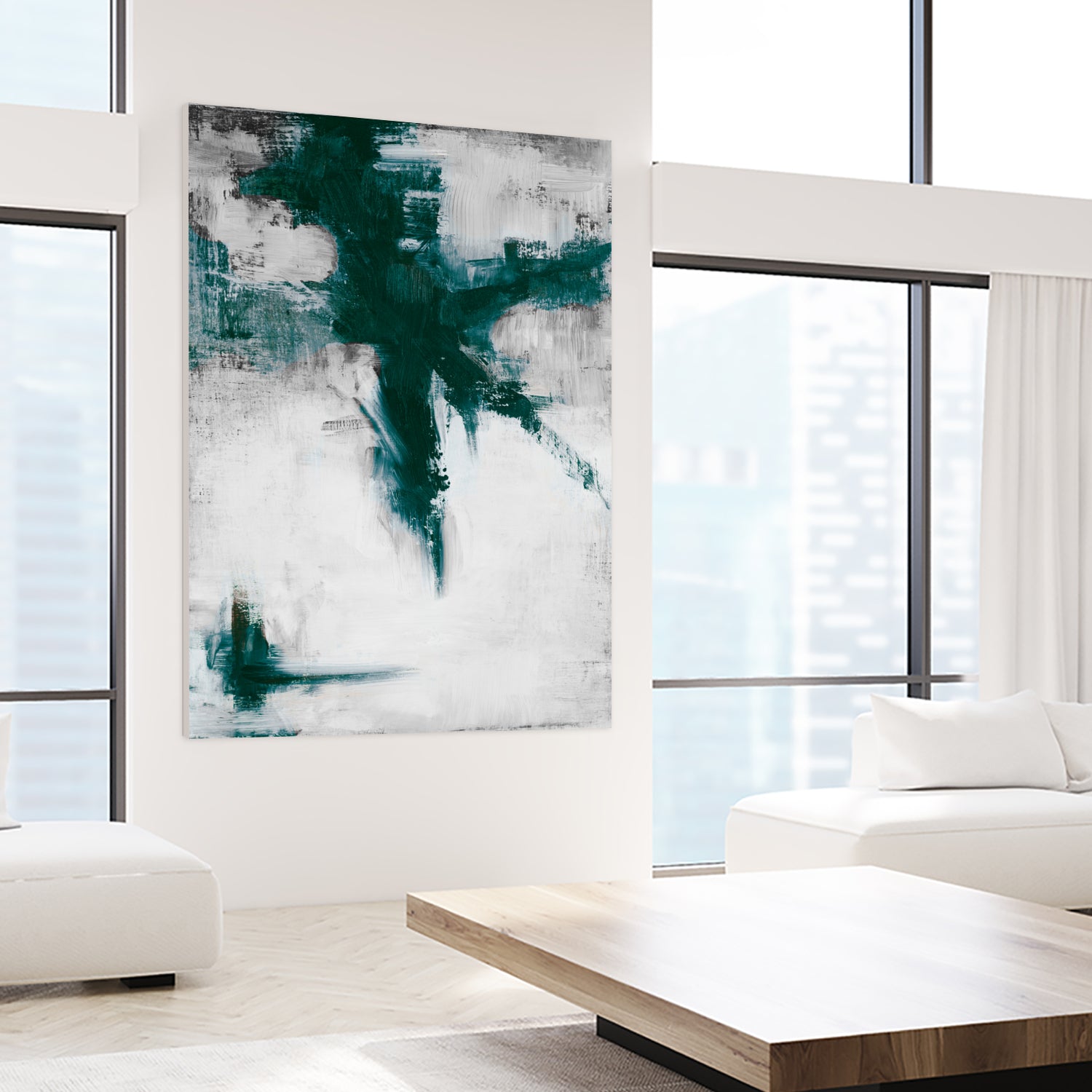 Dark Teal Room Abstract by Walt Johnson on GIANT ART - abstract dark